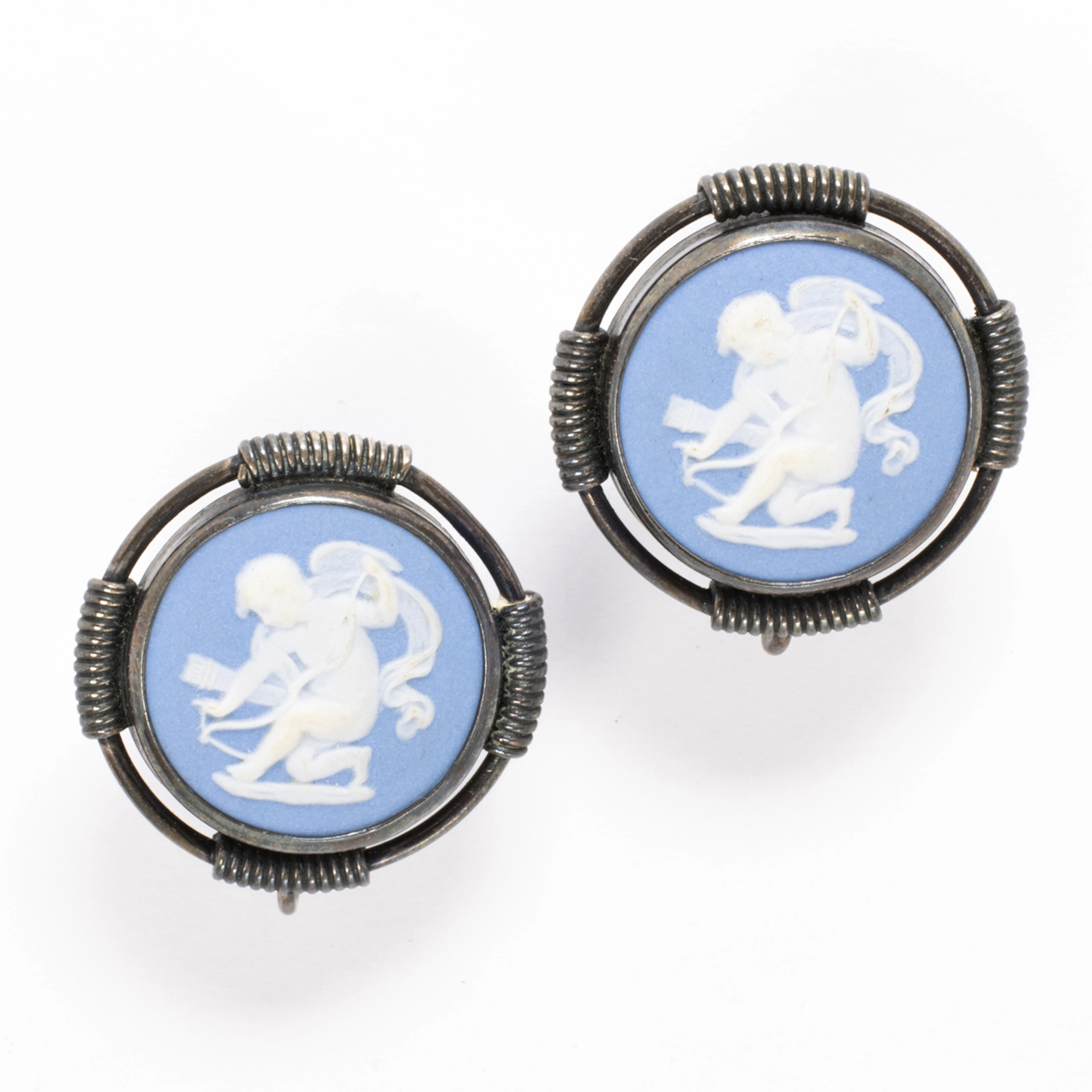 A pair of John Lauritzen Wedgwood ear-clips