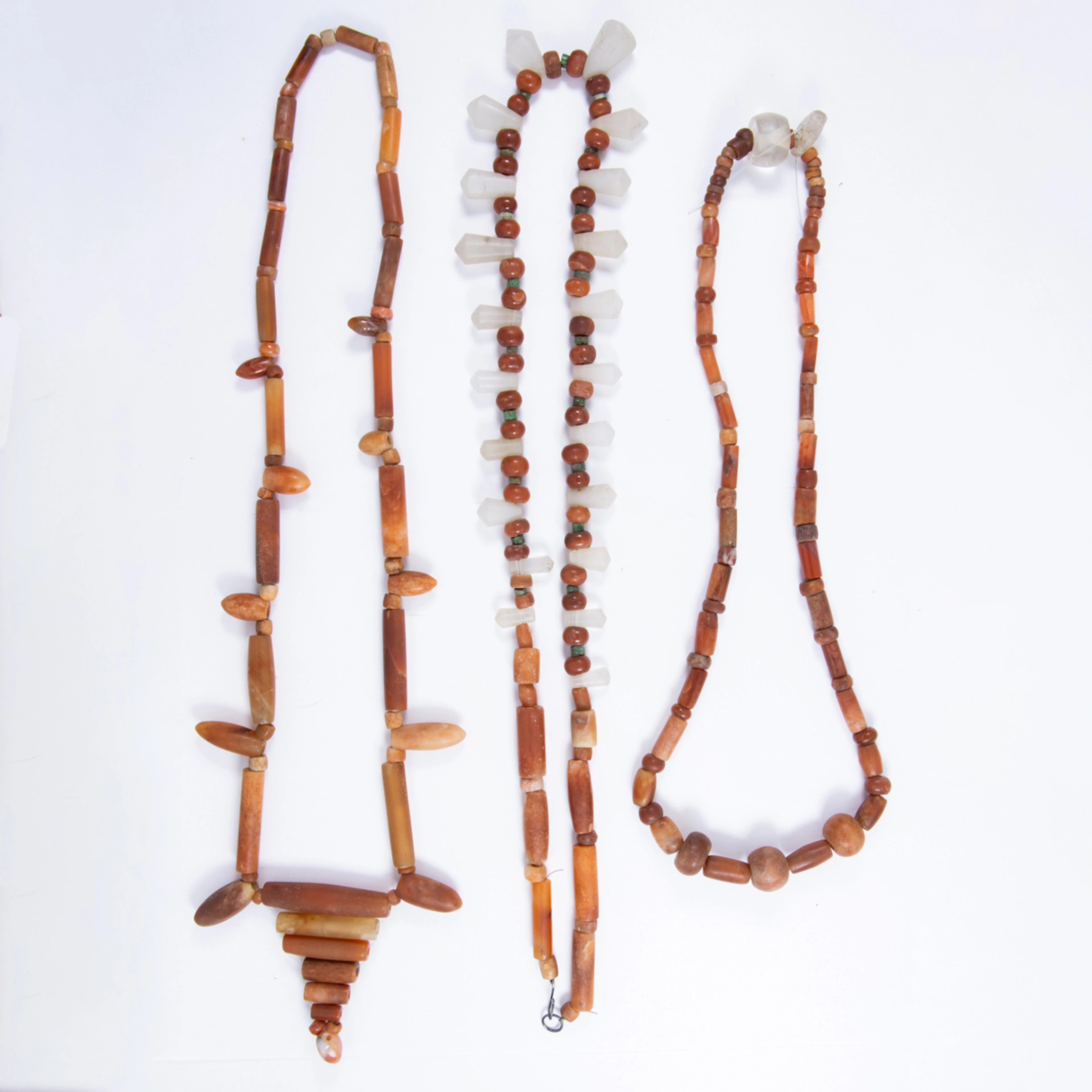 Three calcite and quartz beaded necklaces