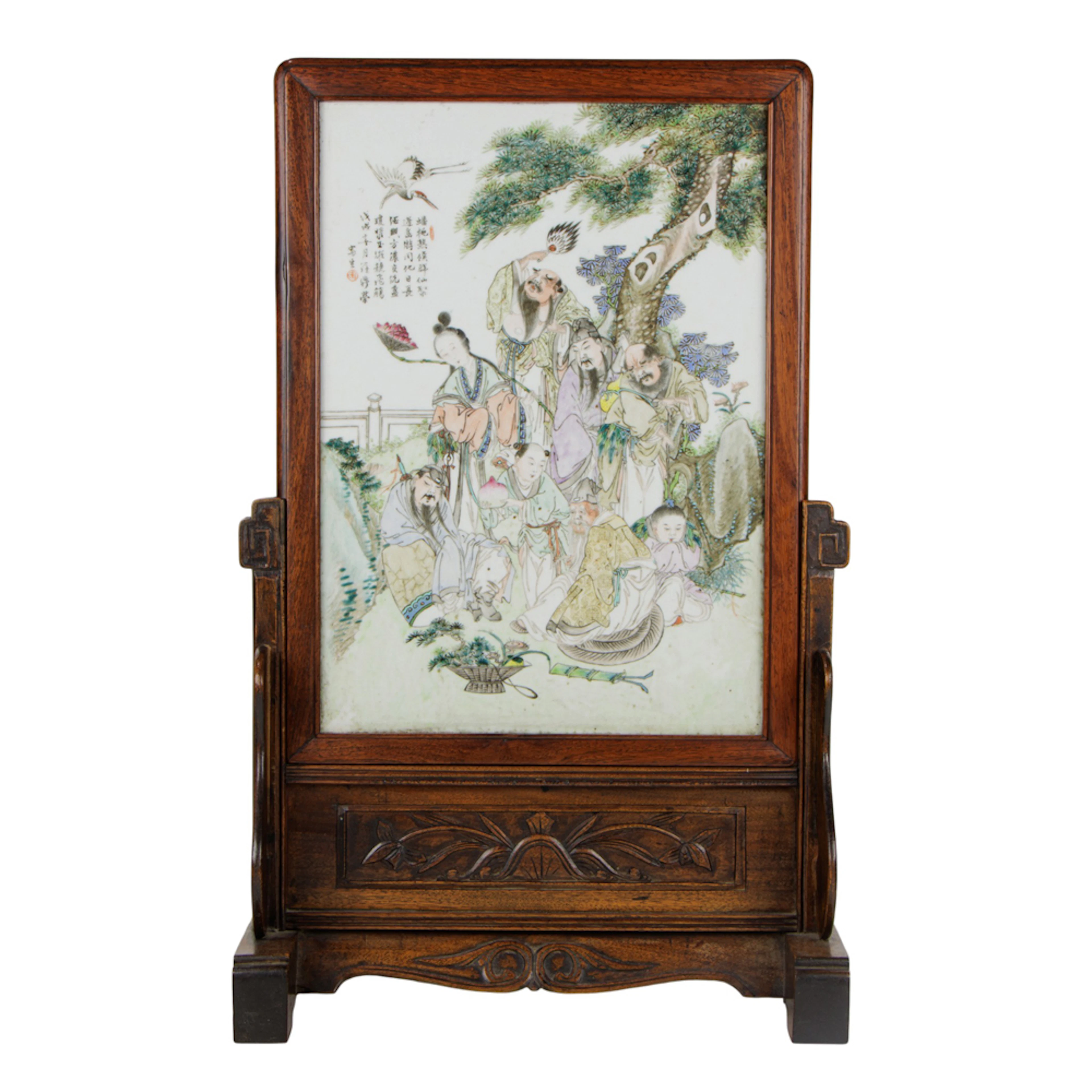 A Chinese famille rose 'eight immortals' table screen