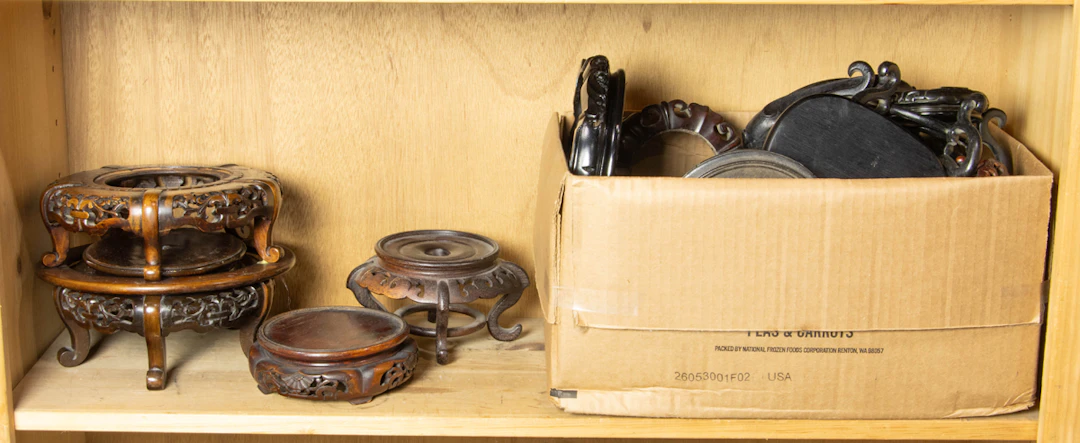 A group of Chinese wood stands