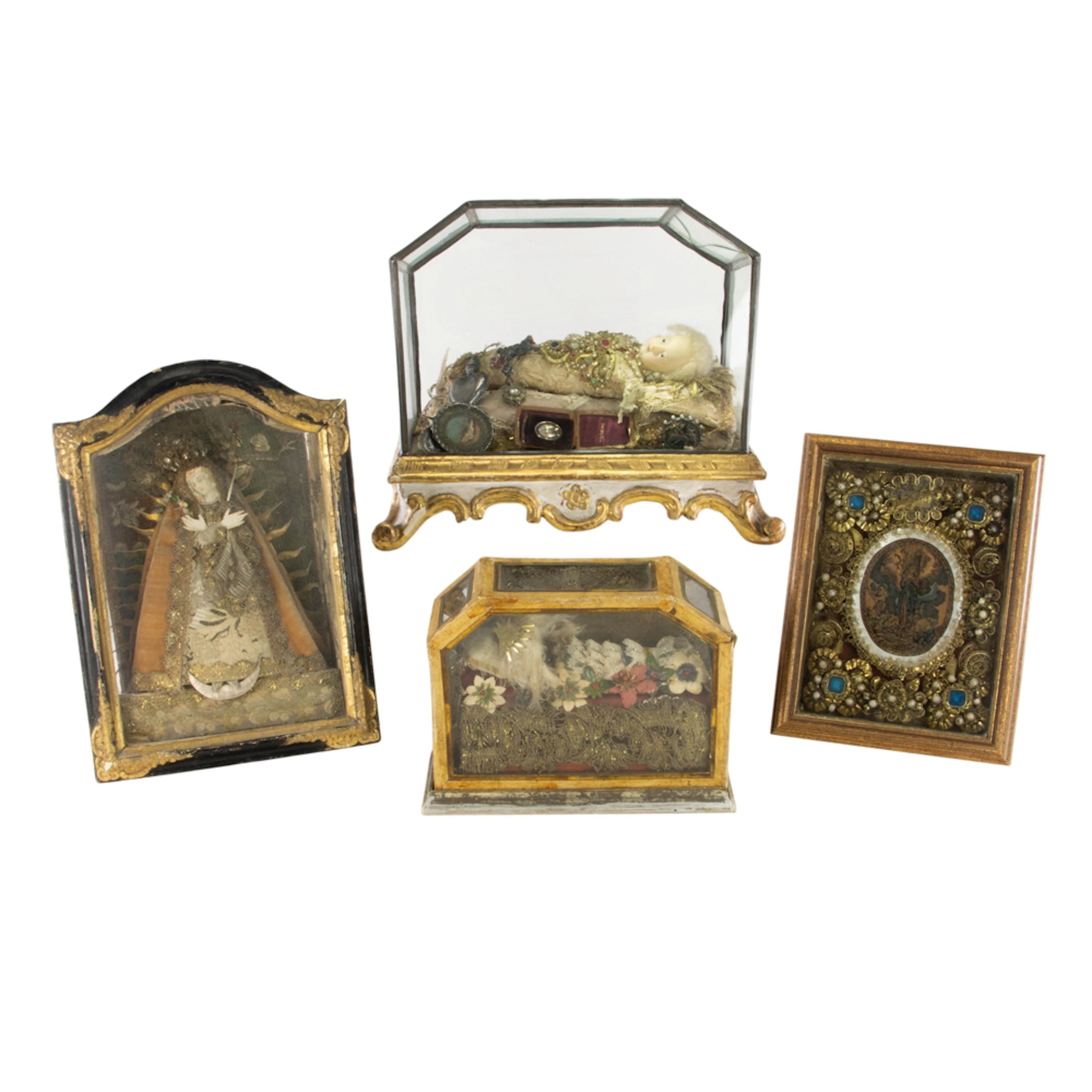 Four European Klosterarbeit shadow box groups