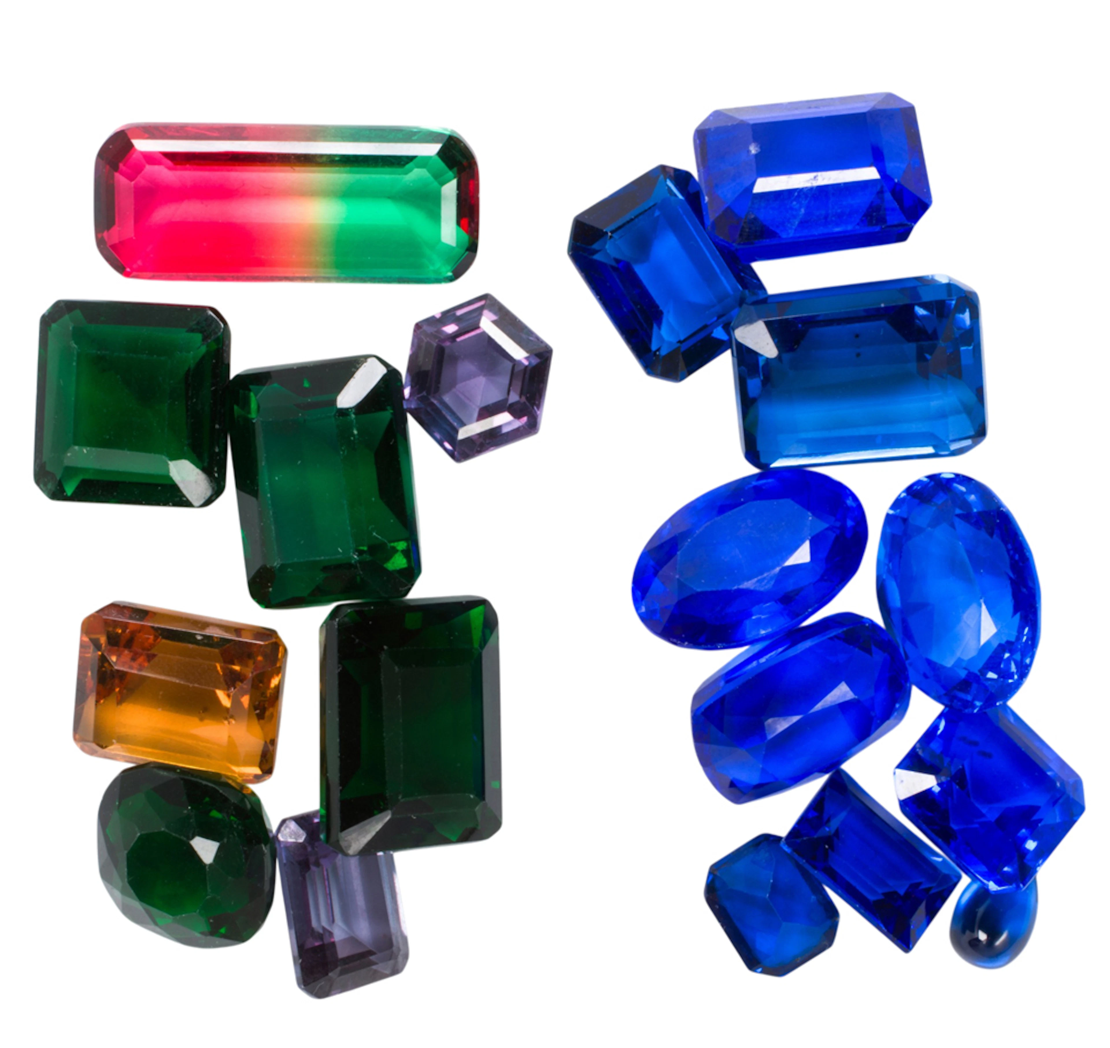 A group of unmounted imitation gemstones