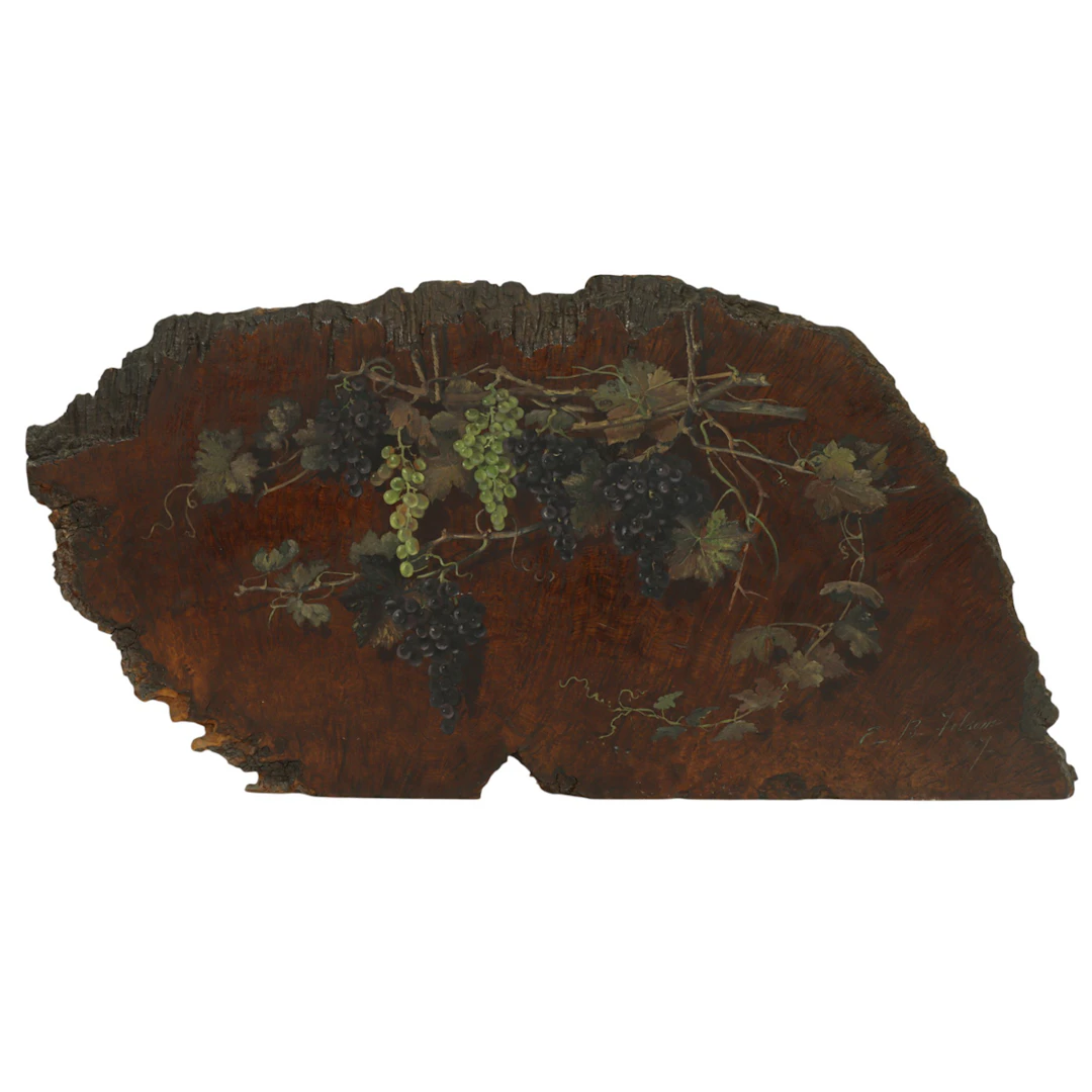 A hand painted wood cellar slab