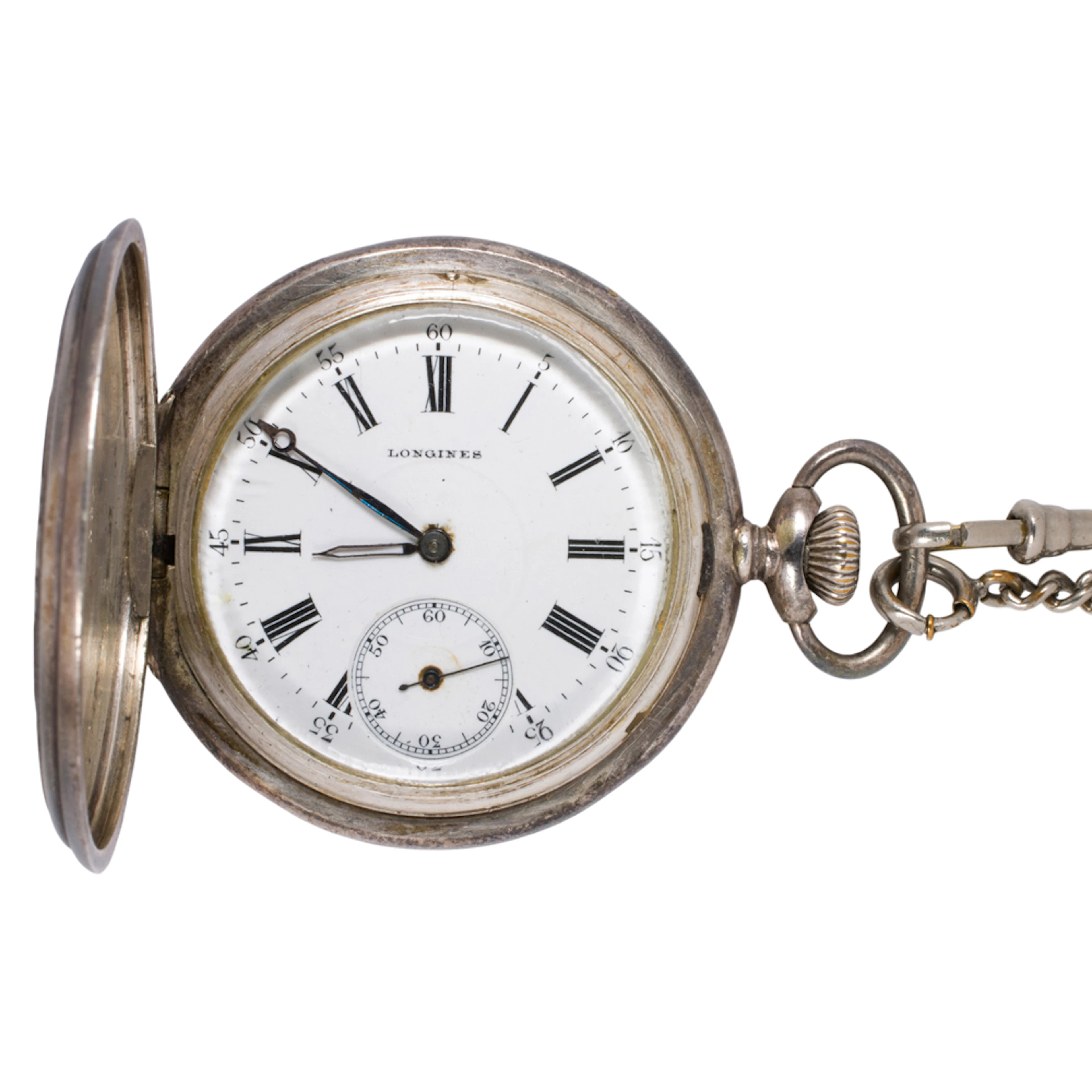 A Longines silver Grands Prix pocket watch and chain