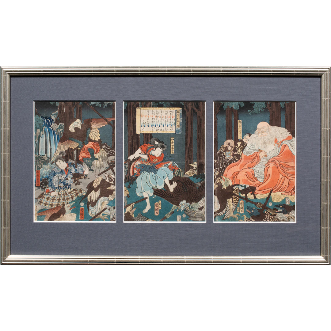 Utagawa Kunitsuna (1805-1868) - Ushiwara Maru Learning Martial Arts at Mt