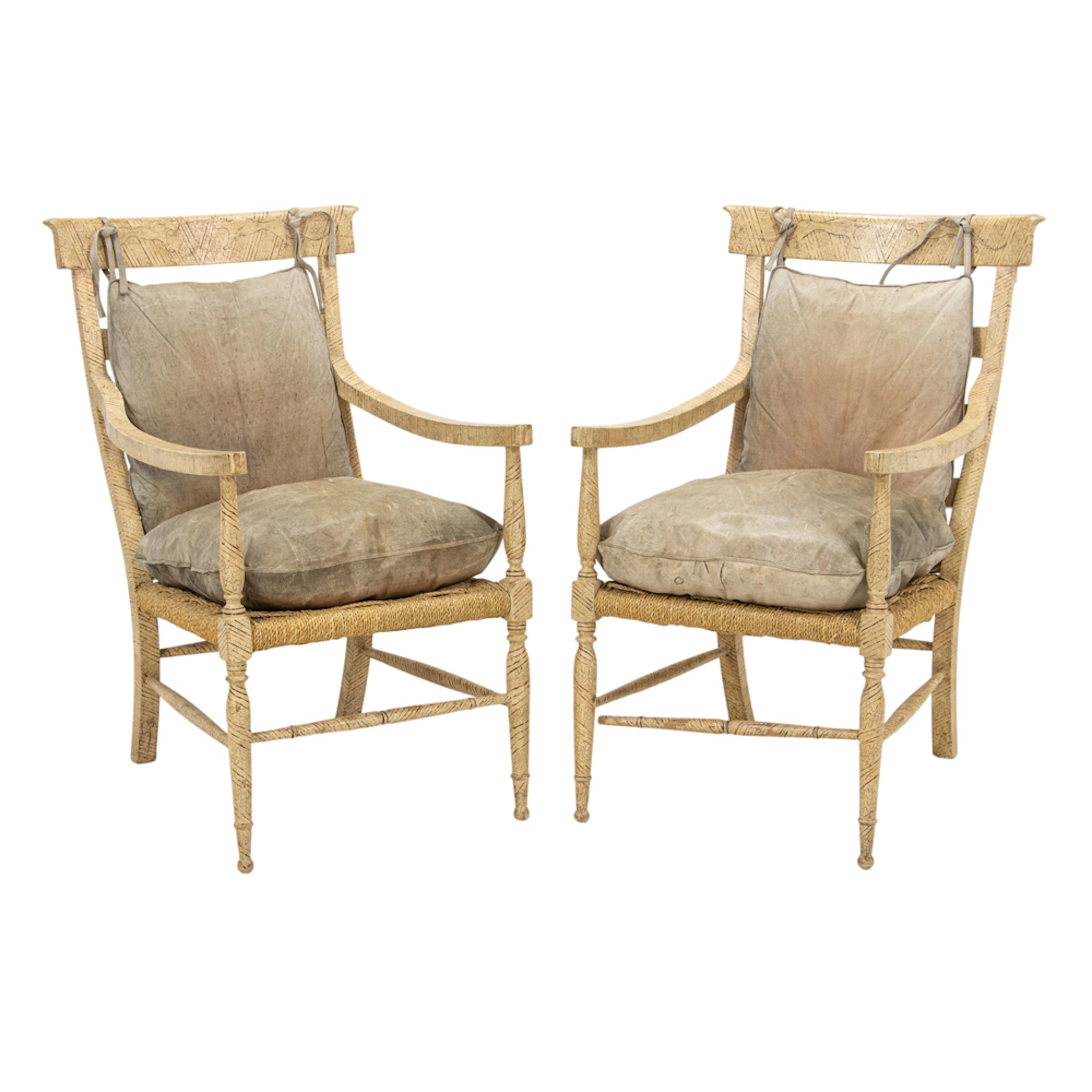A pair of Rose Tarlow Melrose House 'Tumbleweed' armchairs