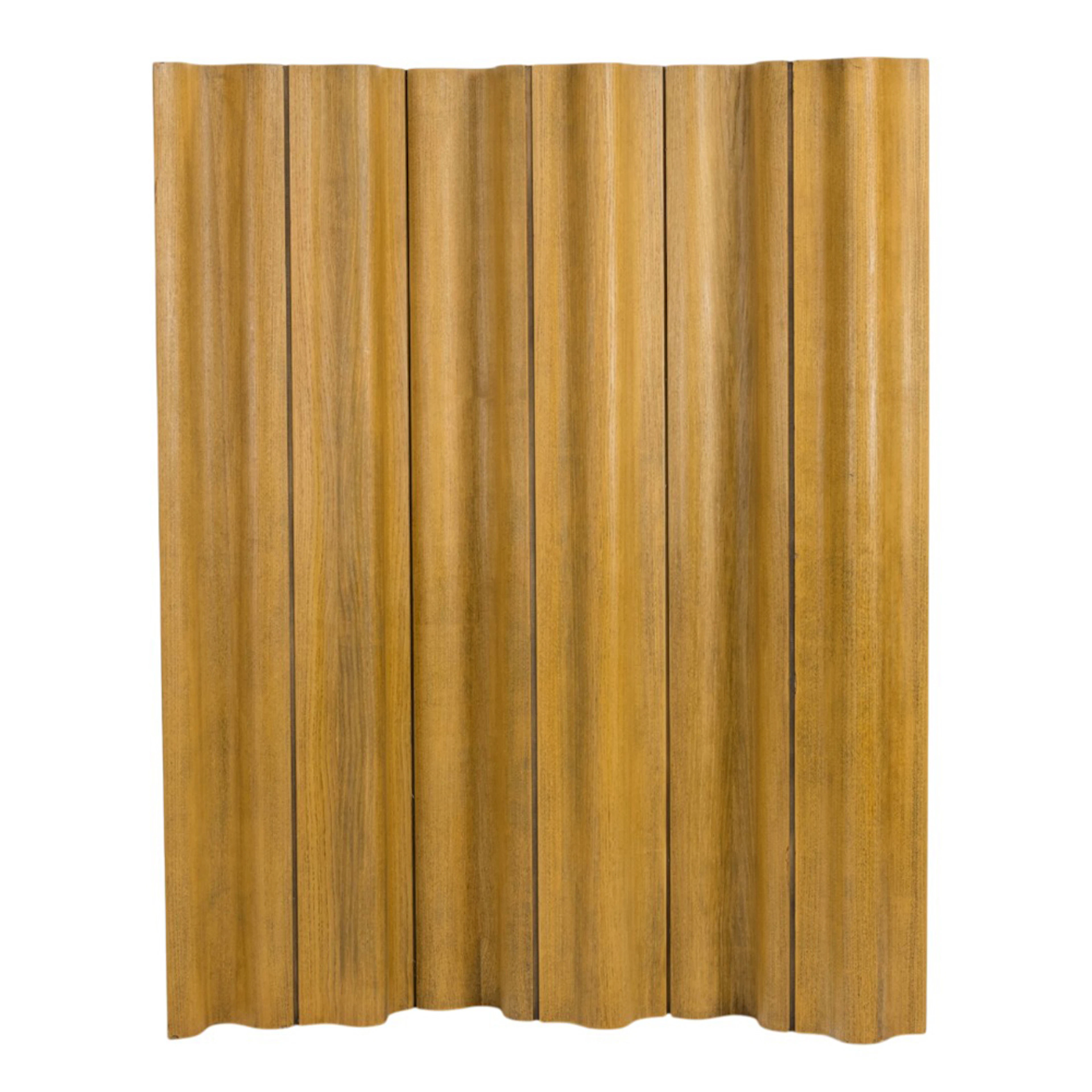 An Eames molded plywood FSW-6 folding screen