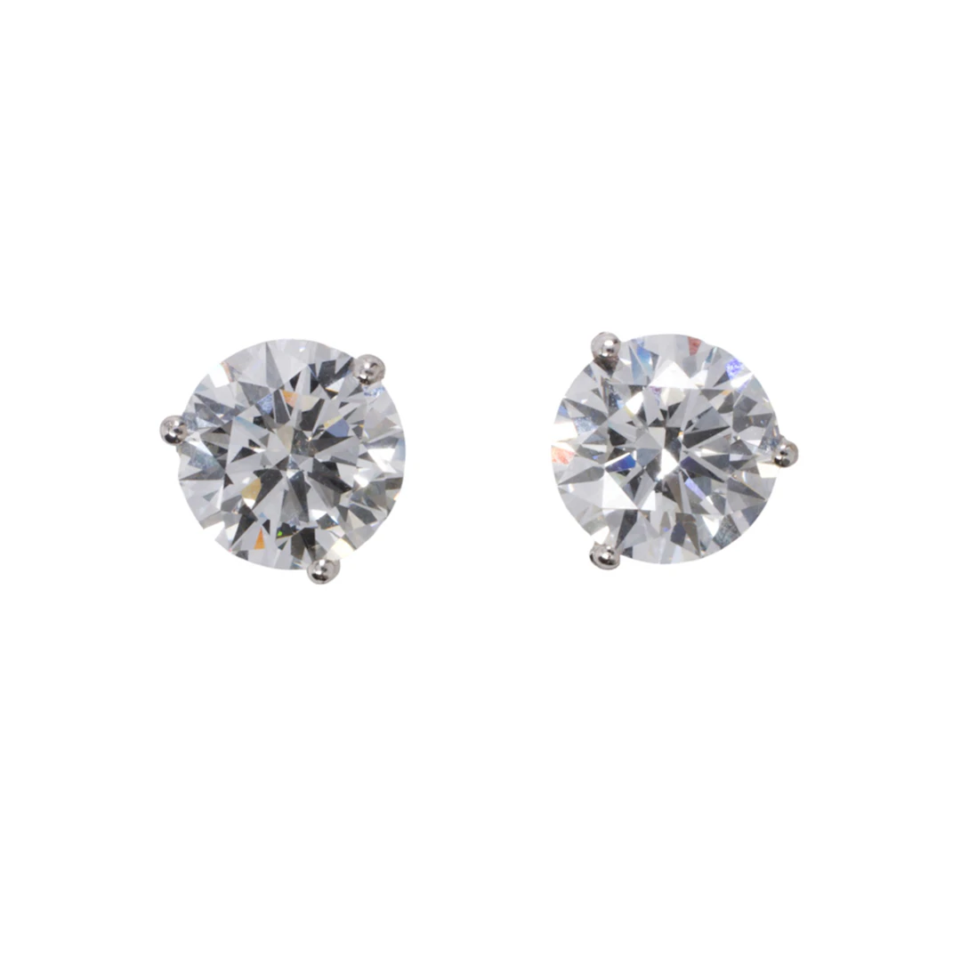 A pair of lab grown diamond and 14k white gold stud earrings