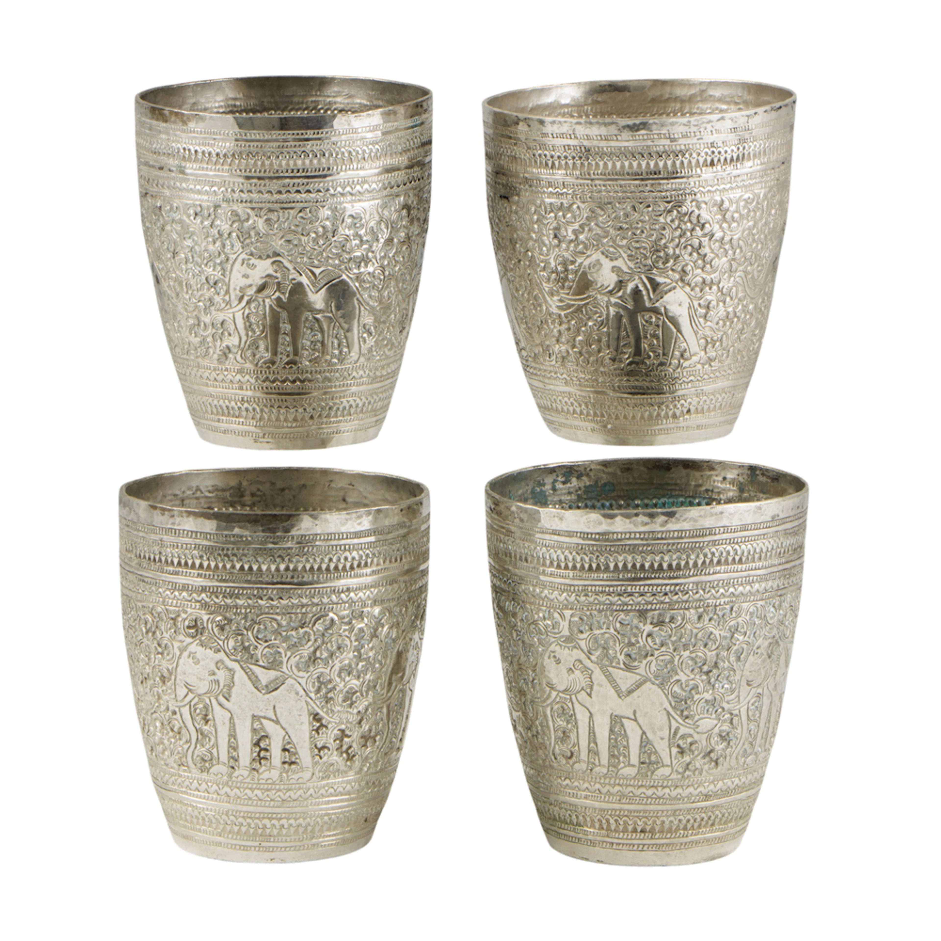 (lot of 4) Burmese silver cups