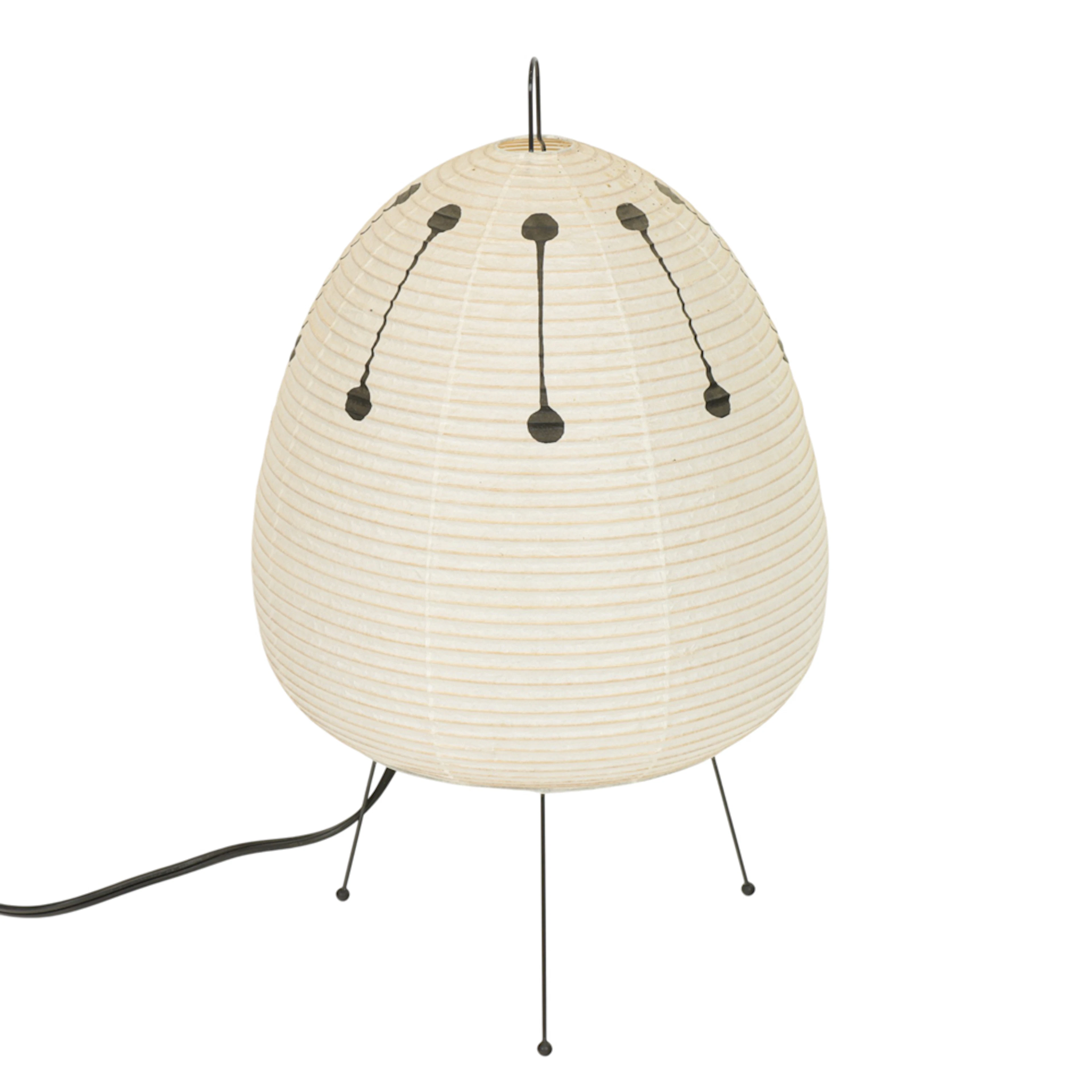 A contemporary reissue Isamu Noguchi washi paper and bamboo Akari table lamp