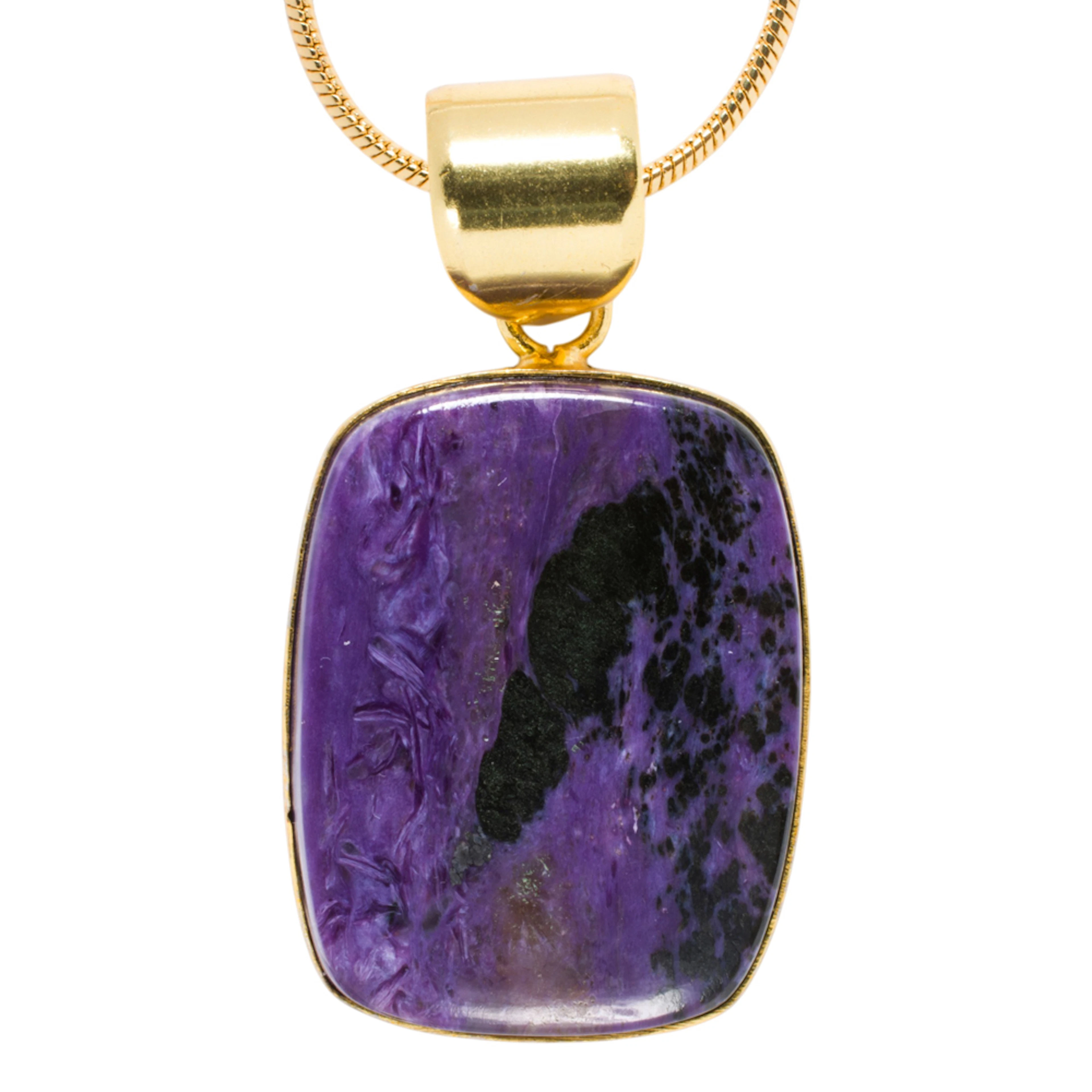 A charoite and sterling silver pendant necklace
