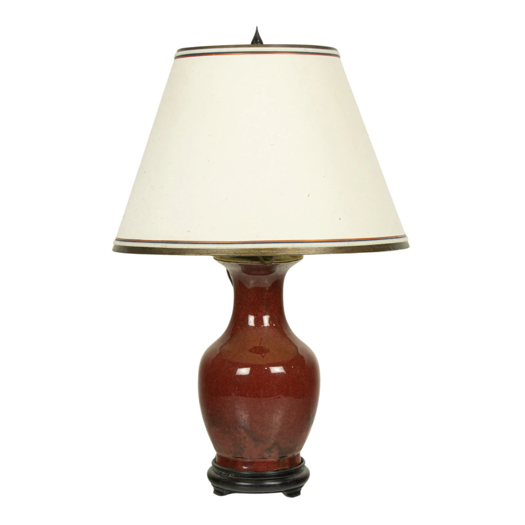 A Chinese flambe glazed base as lamp