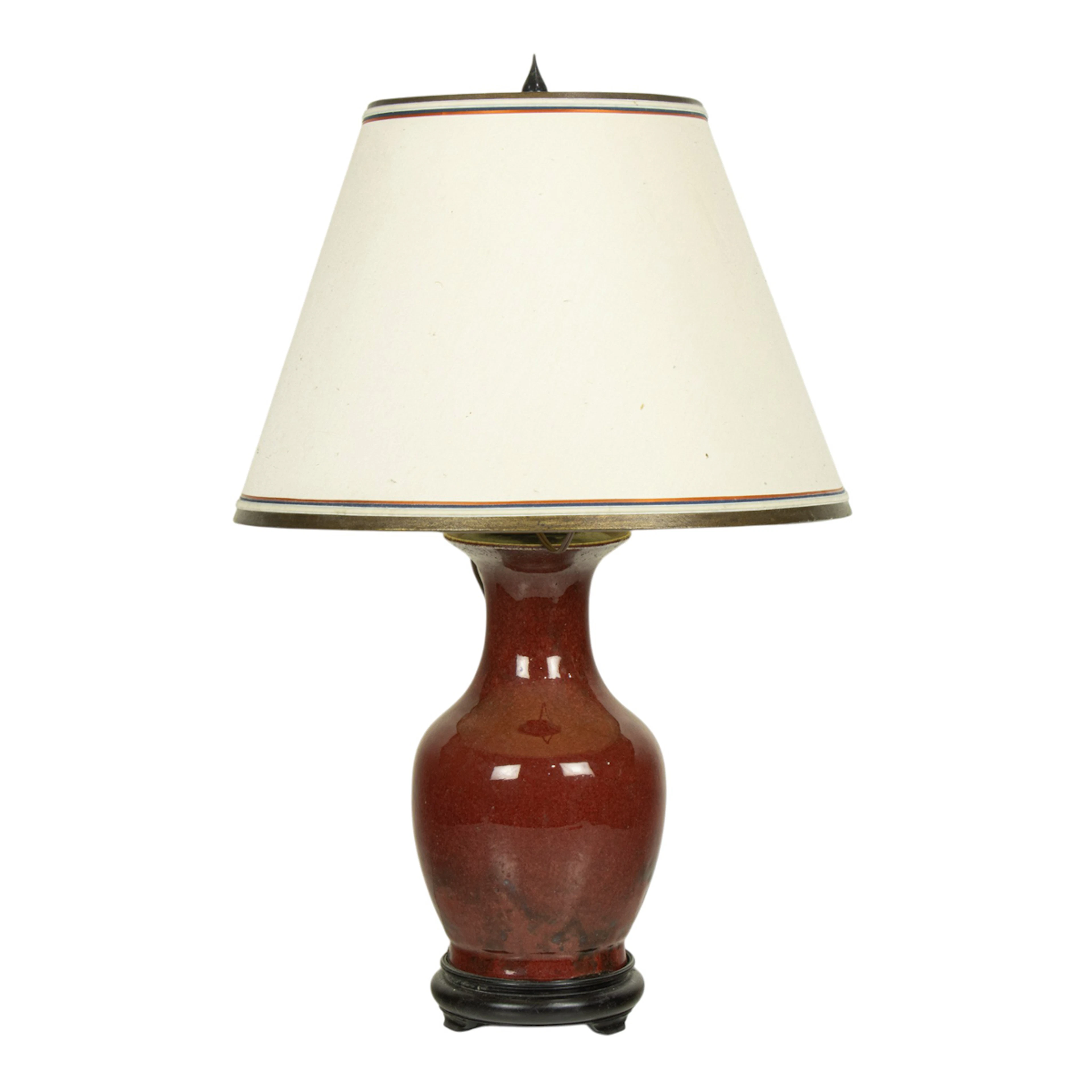 A Chinese flambe glazed base as lamp