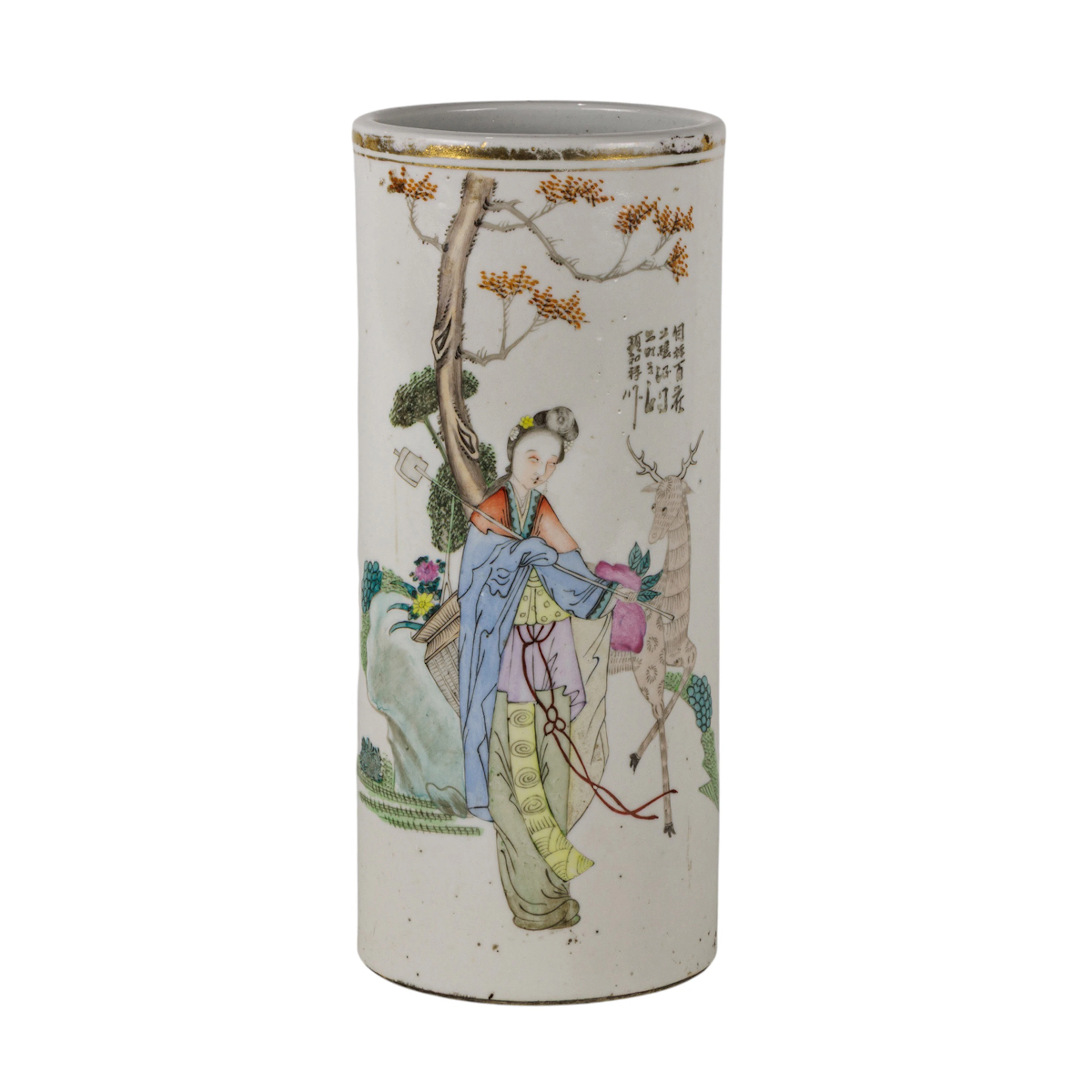 A Chinese famille rose hat stand