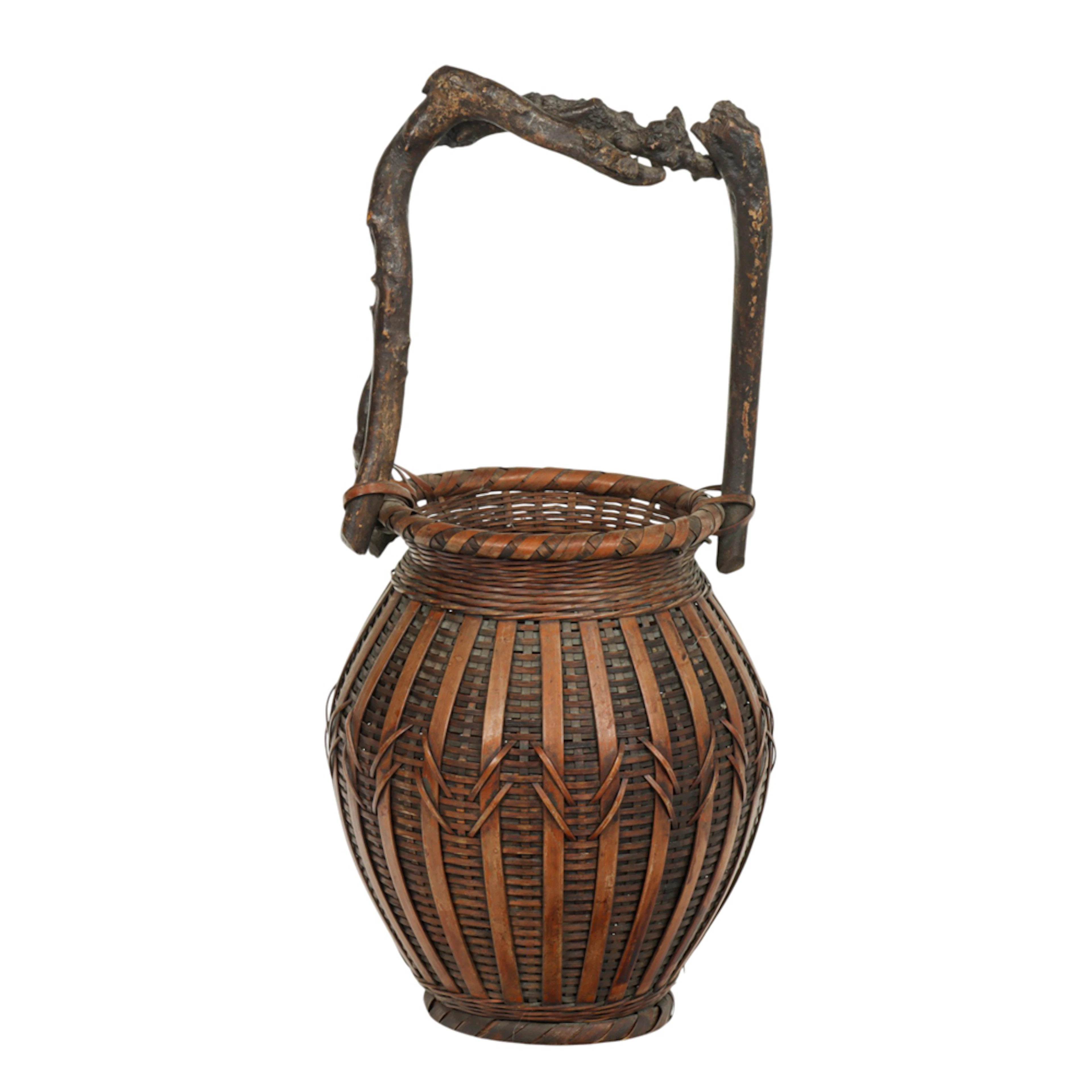 A Japanese bamboo ikebana basket