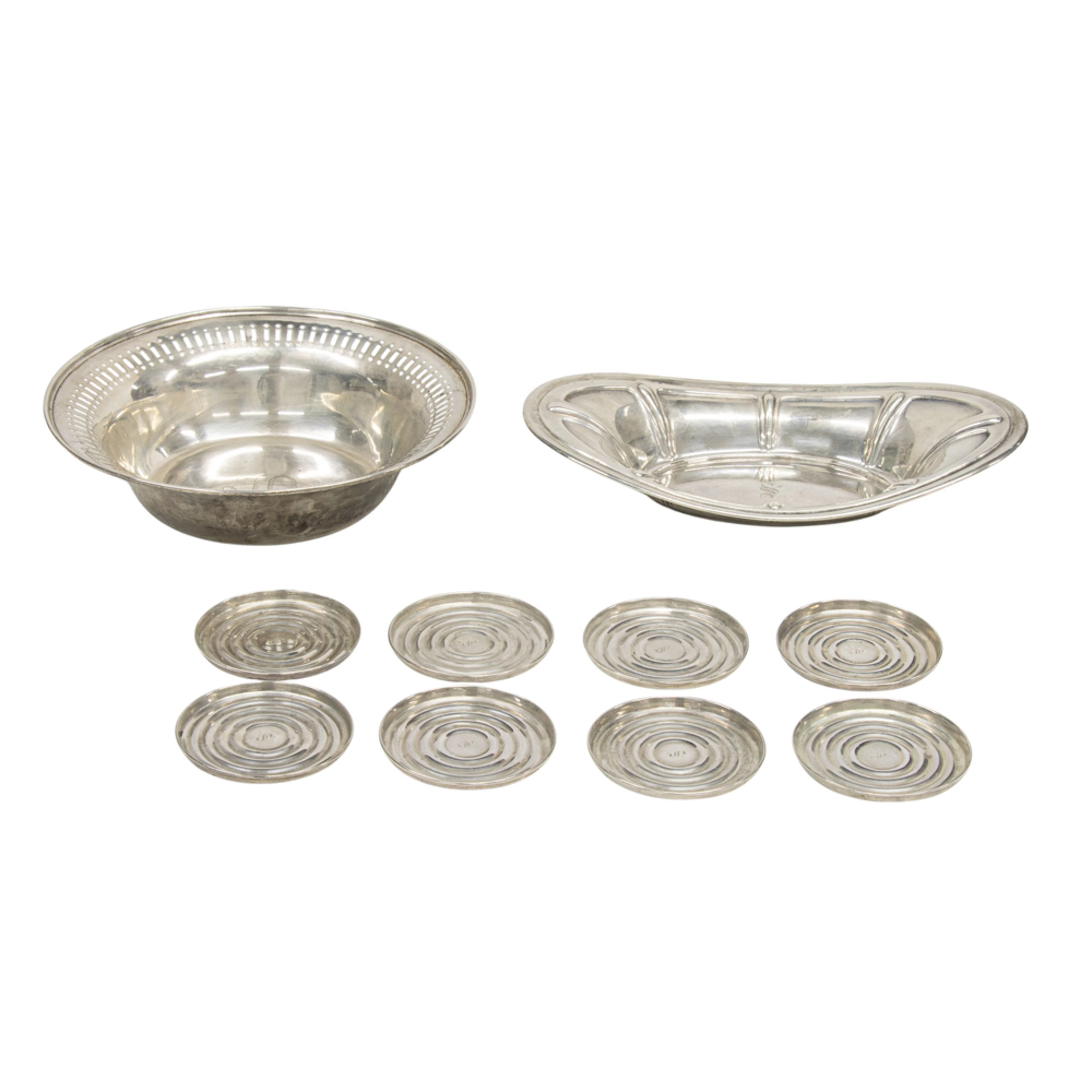 A group of sterling table articles