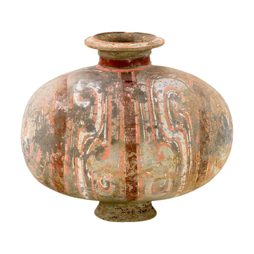 A Chinese polychrome pottery 'cocoon' jar