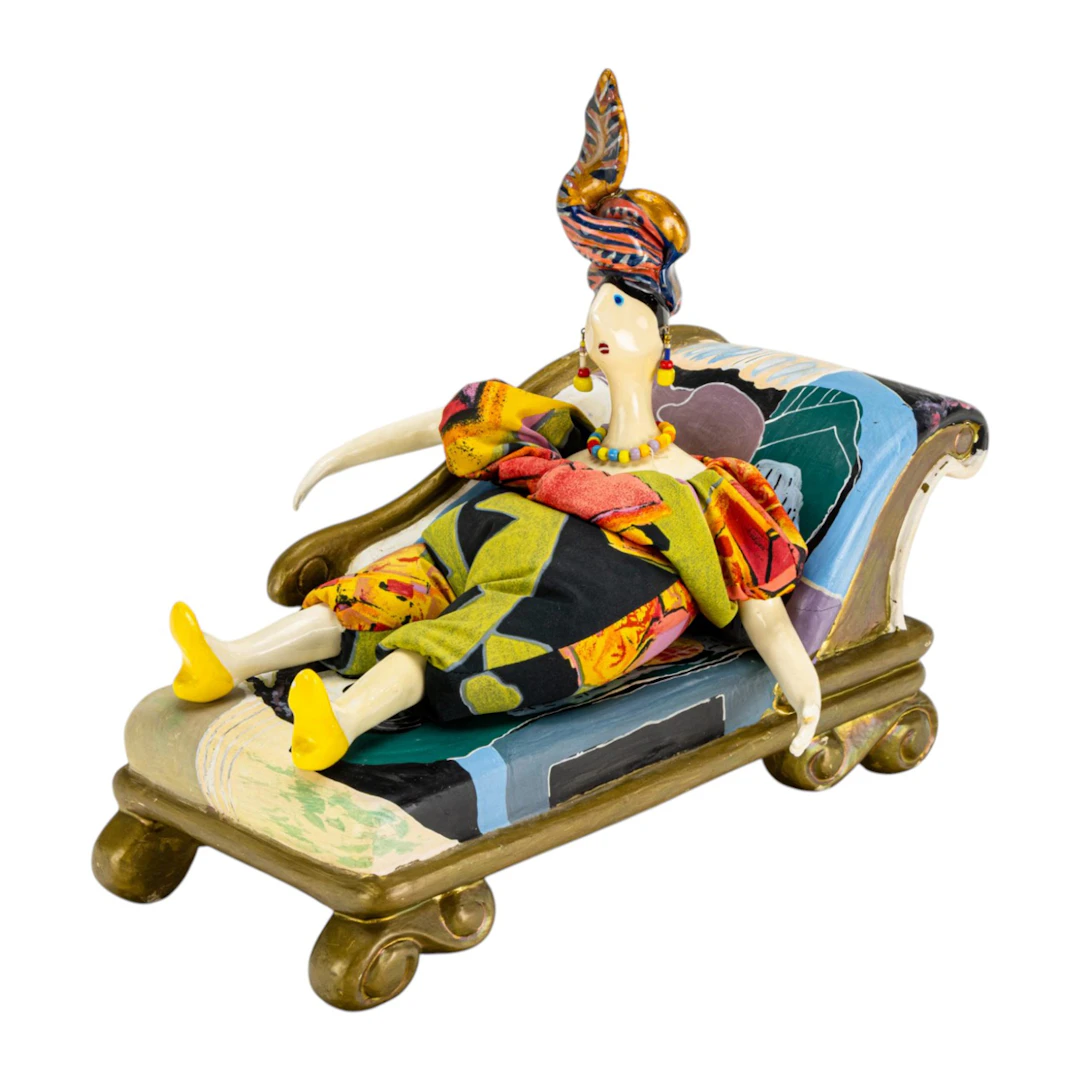 A French Cerri'Art hand painted ceramic and fabric Poupee Millet doll