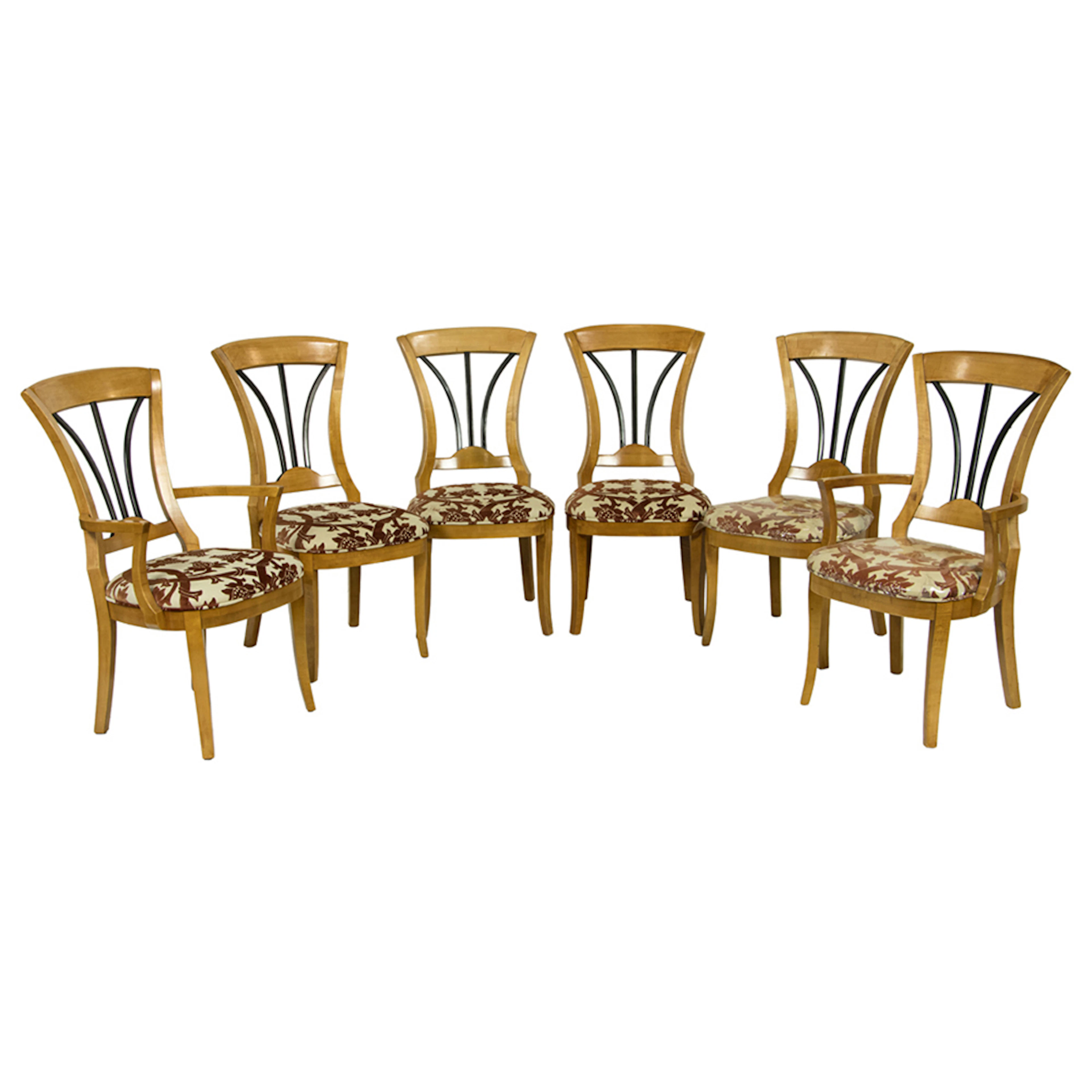 A set of six contemporary dining chairs in the Biedermeier taste