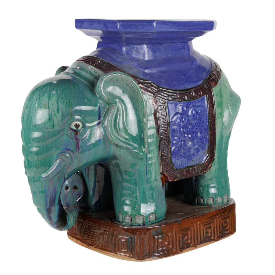 A Chinese glazed elephant stool