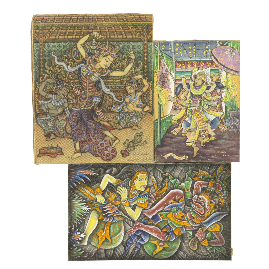 (lot of 3) Balinese paintings