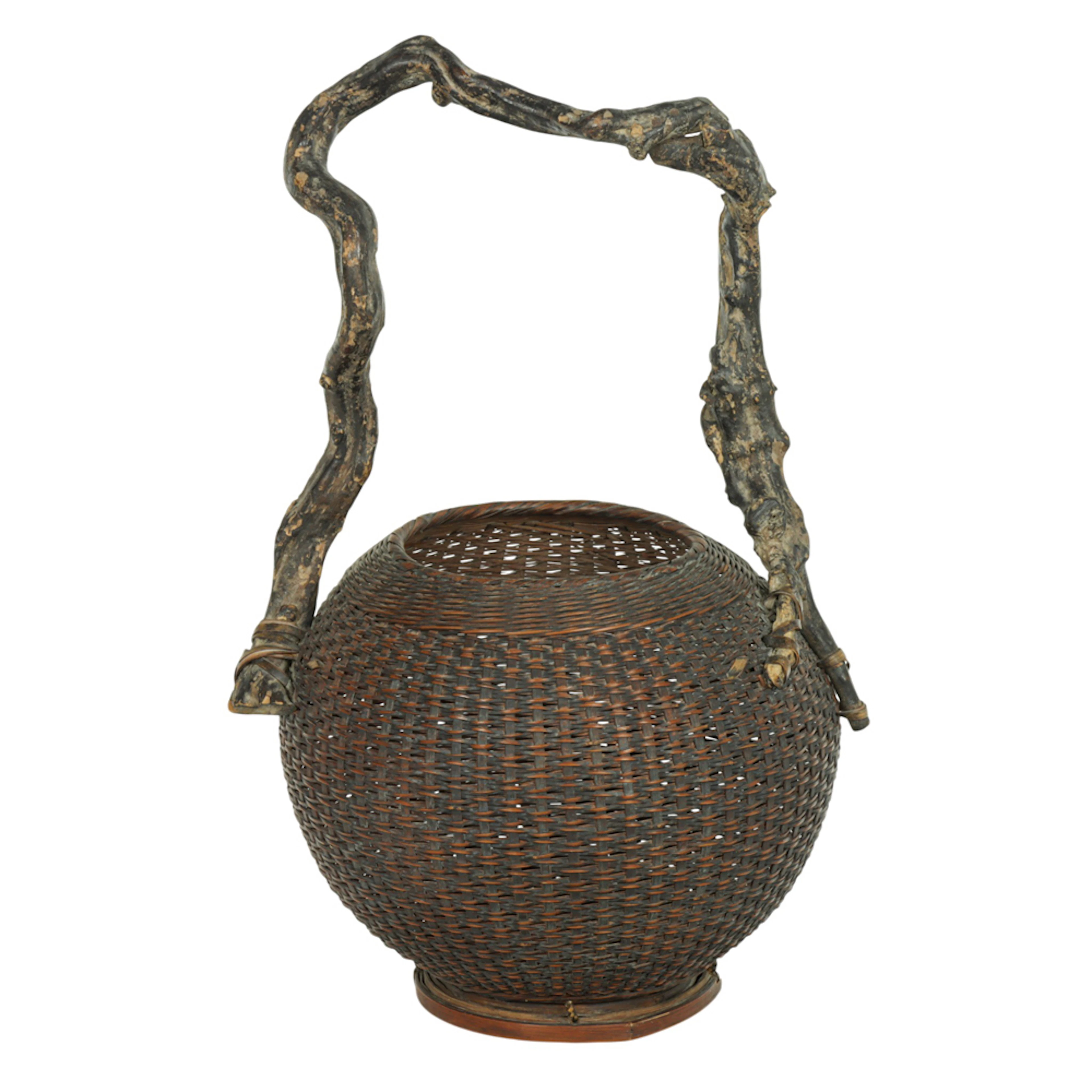 A Japanese bamboo ikebana basket