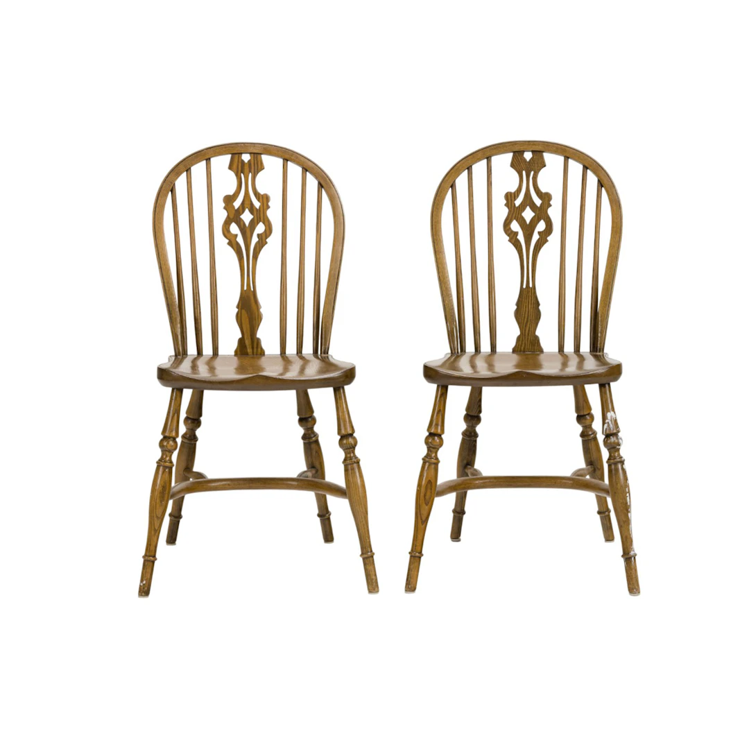 A pair of oak Windsor side chairs