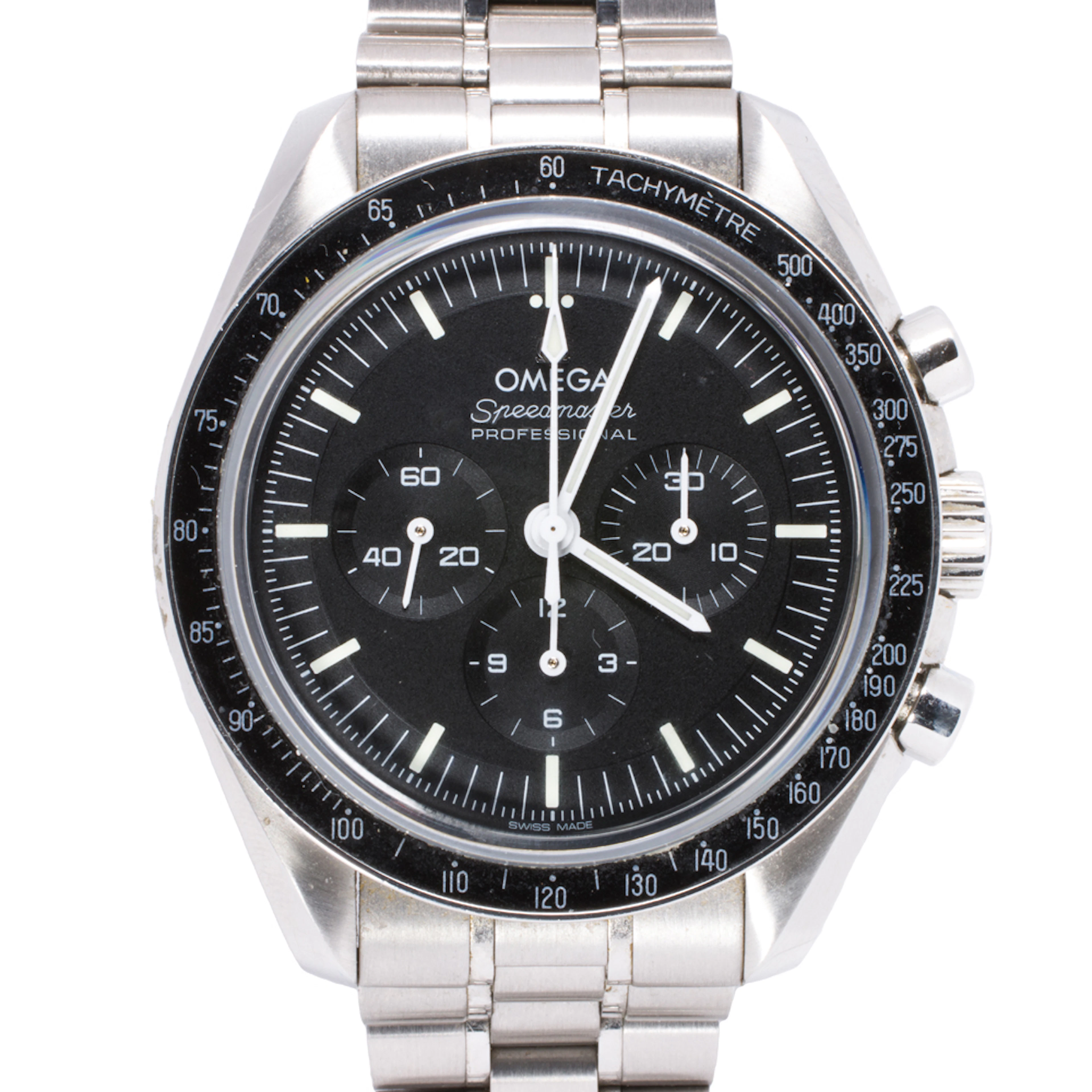 An Omega Speedmaster Moonwatch professional stainless steel watch