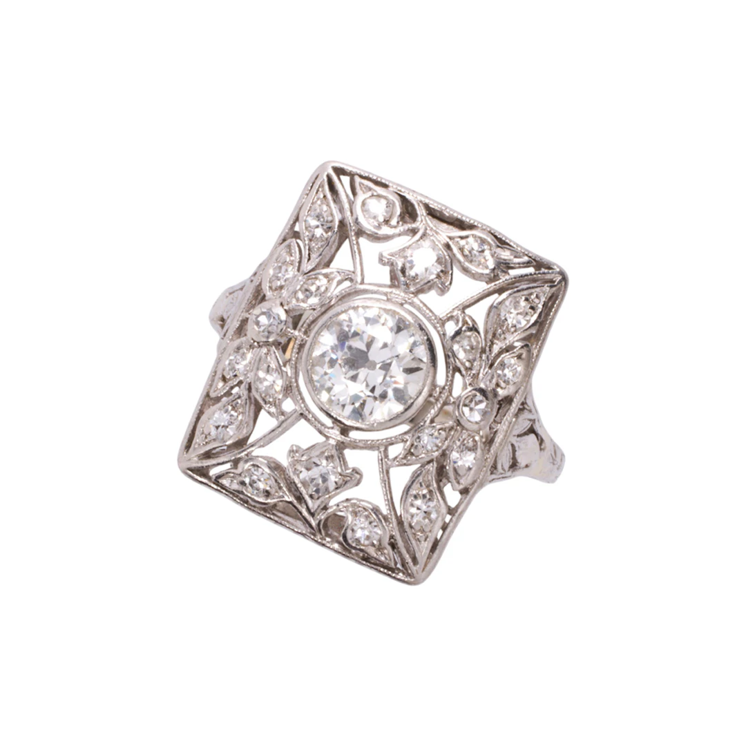 An antique diamond and platinum ring