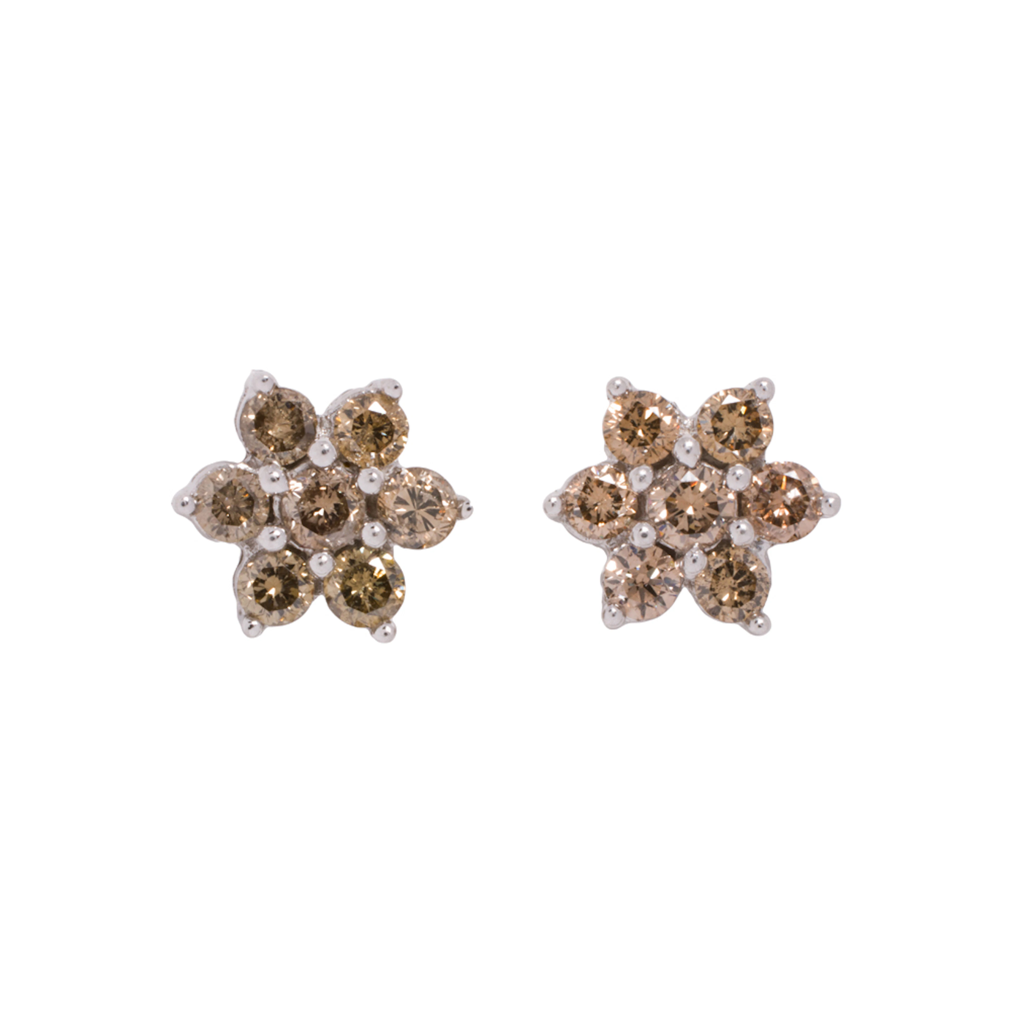 A pair of diamond and 14k white gold earrings