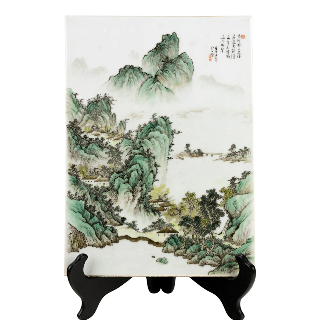 A Chinese enameled porcelain plaque