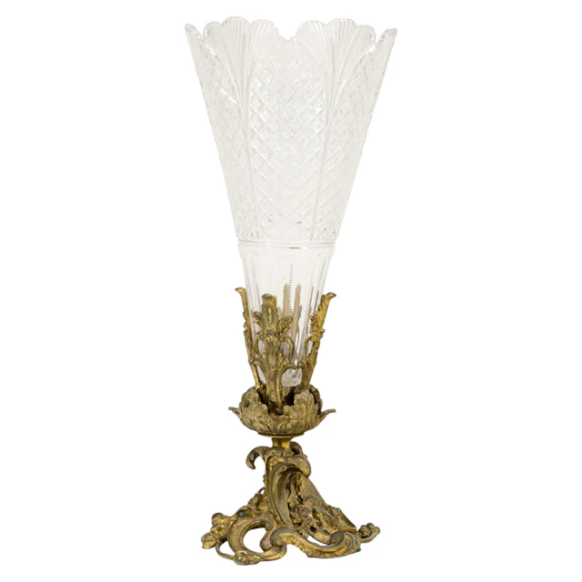 A Rococo style gilt bronze mounted cut glass vase