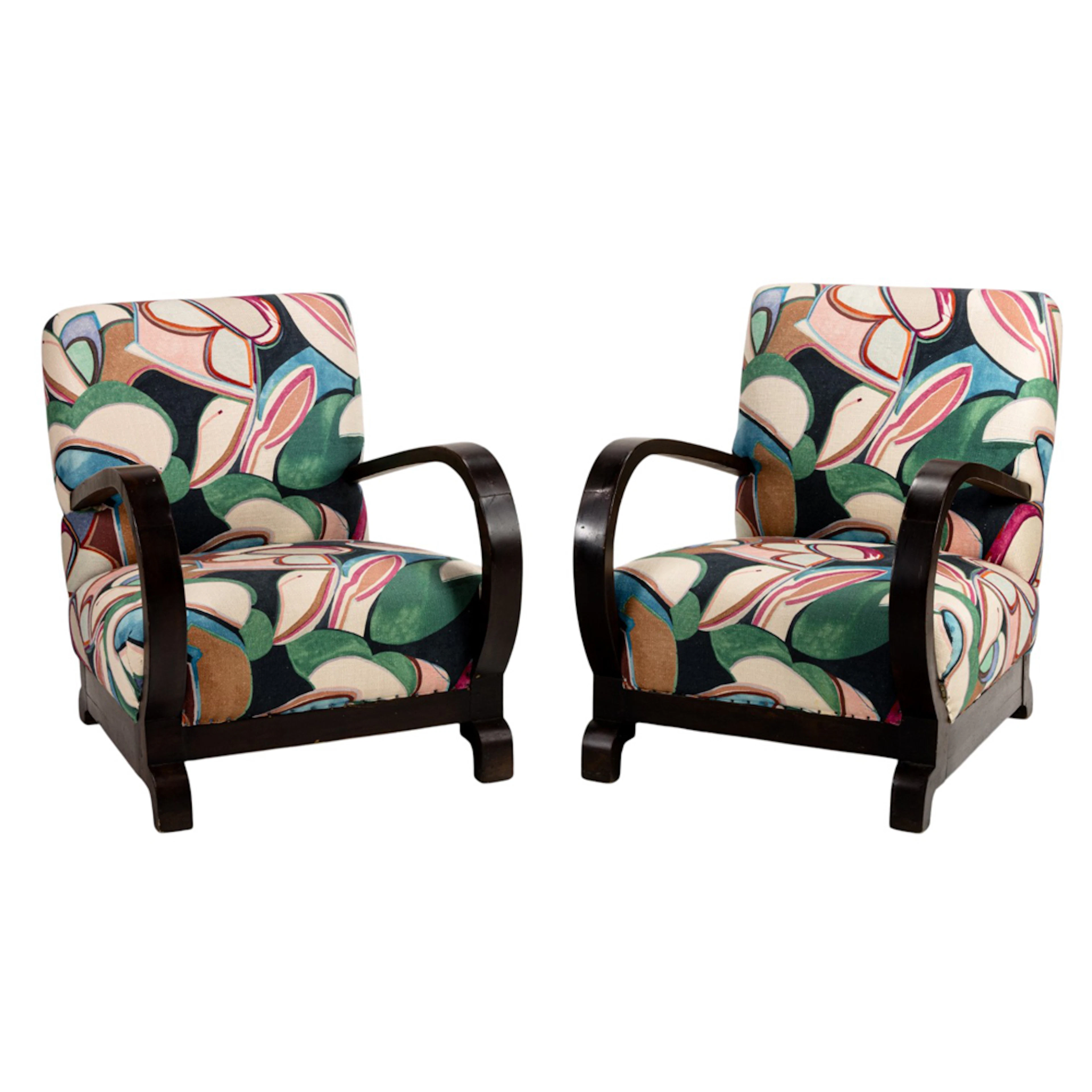 A pair of French Art Deco lounge chairs