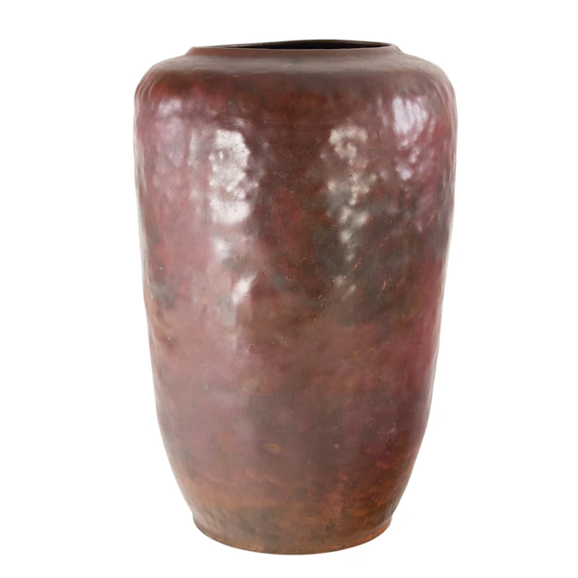 A Dirk van Erp hammered copper red warty vase