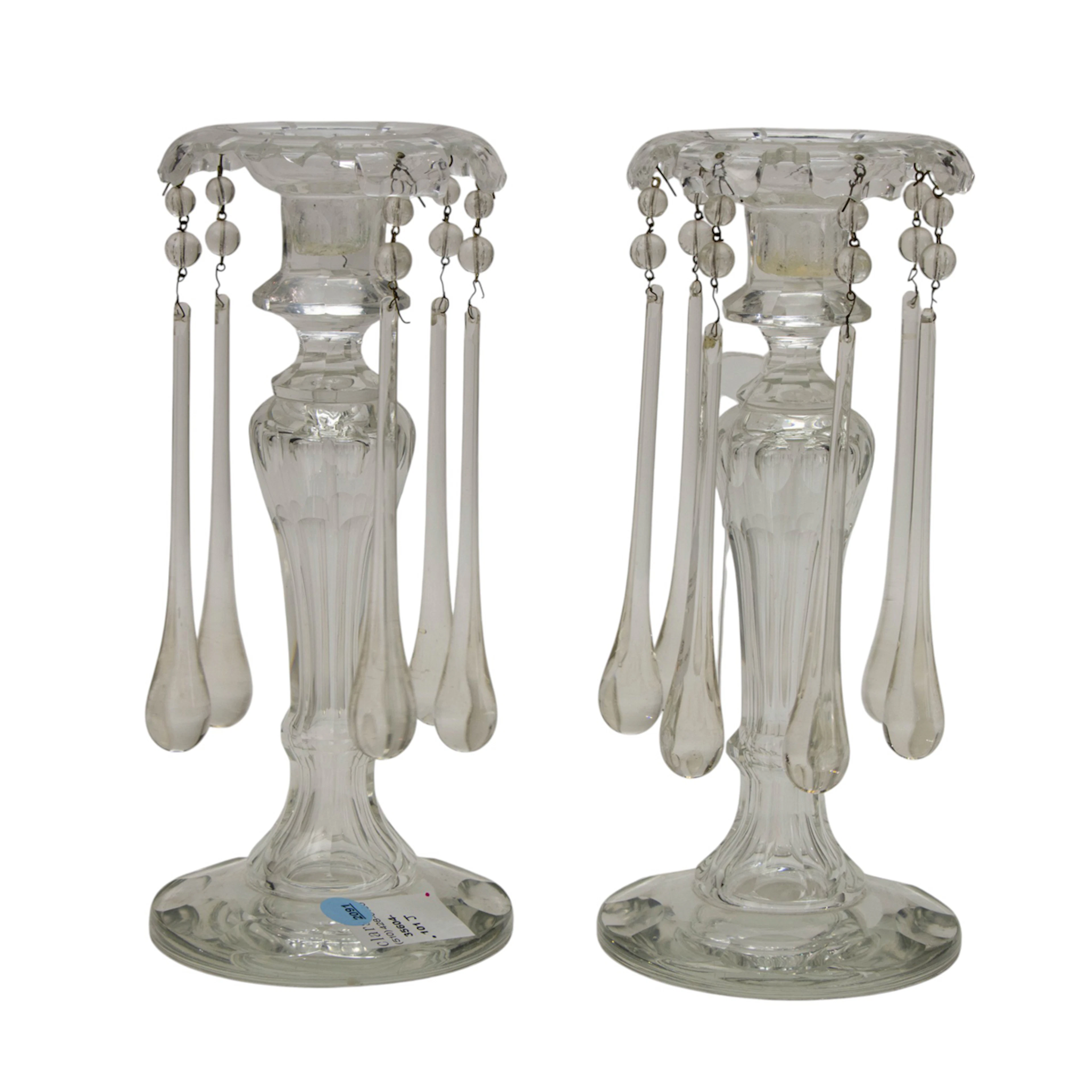 A pair of Continental cut glass girandole candlesticks