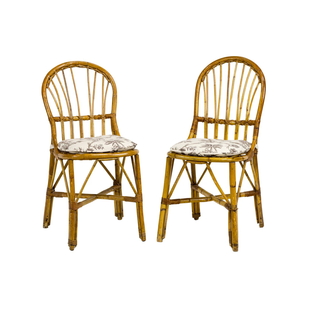A pair of bamboo side chairs