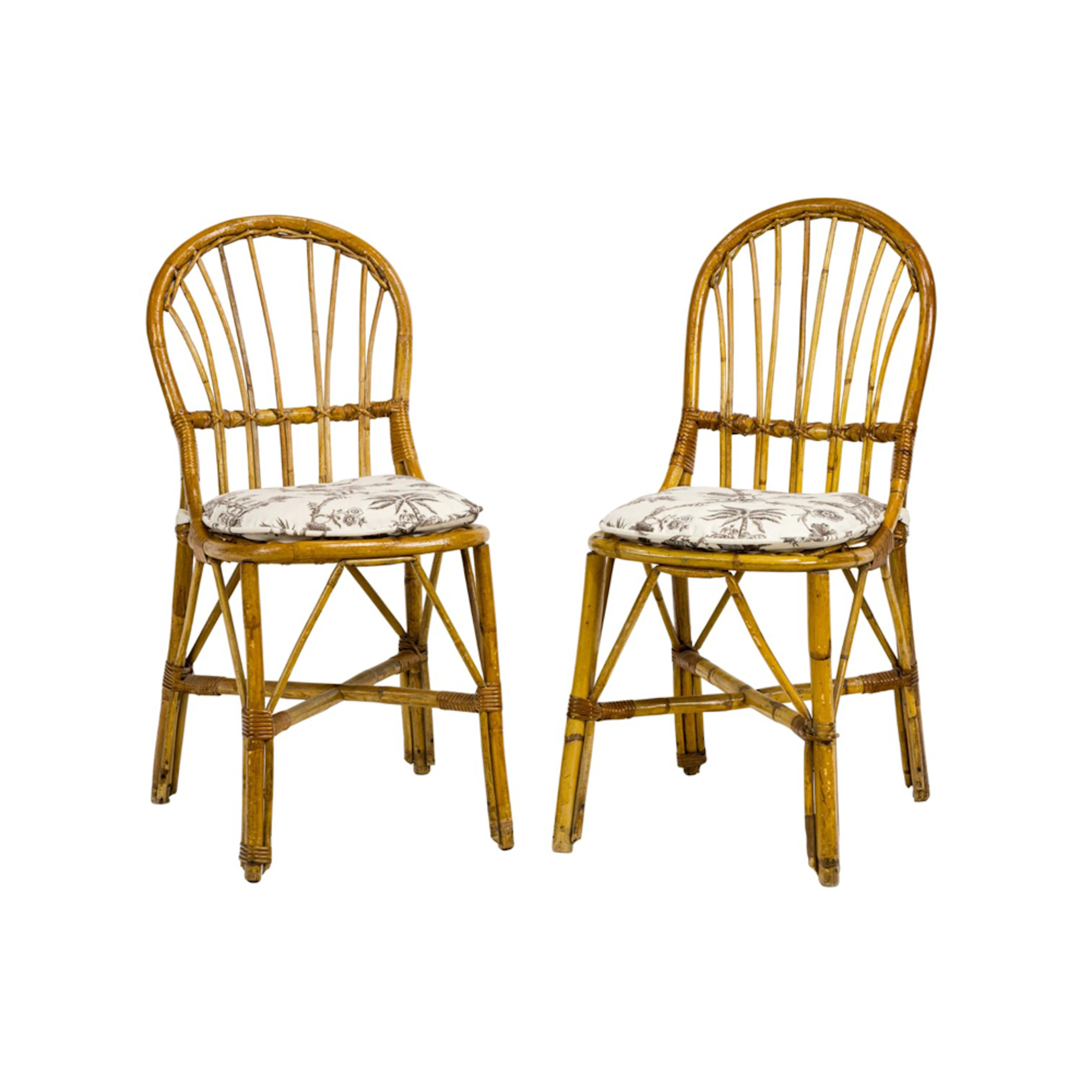 A pair of bamboo side chairs