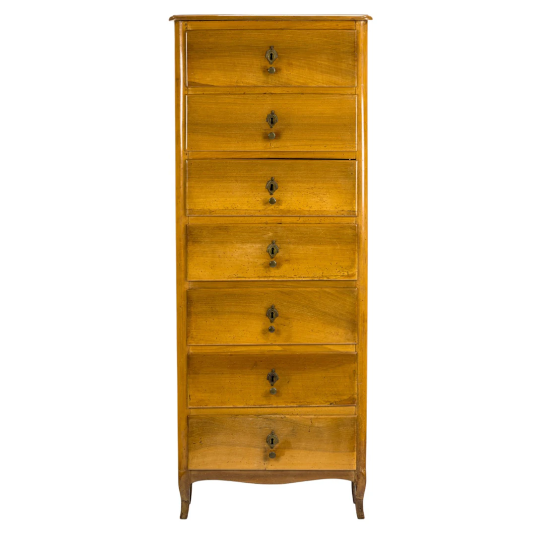 A Louis XV Provincial lemon wood semainier