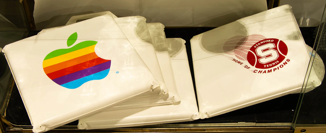 Five vintage Super Bowl XIX/Apple Computer promotional vinyl stadium