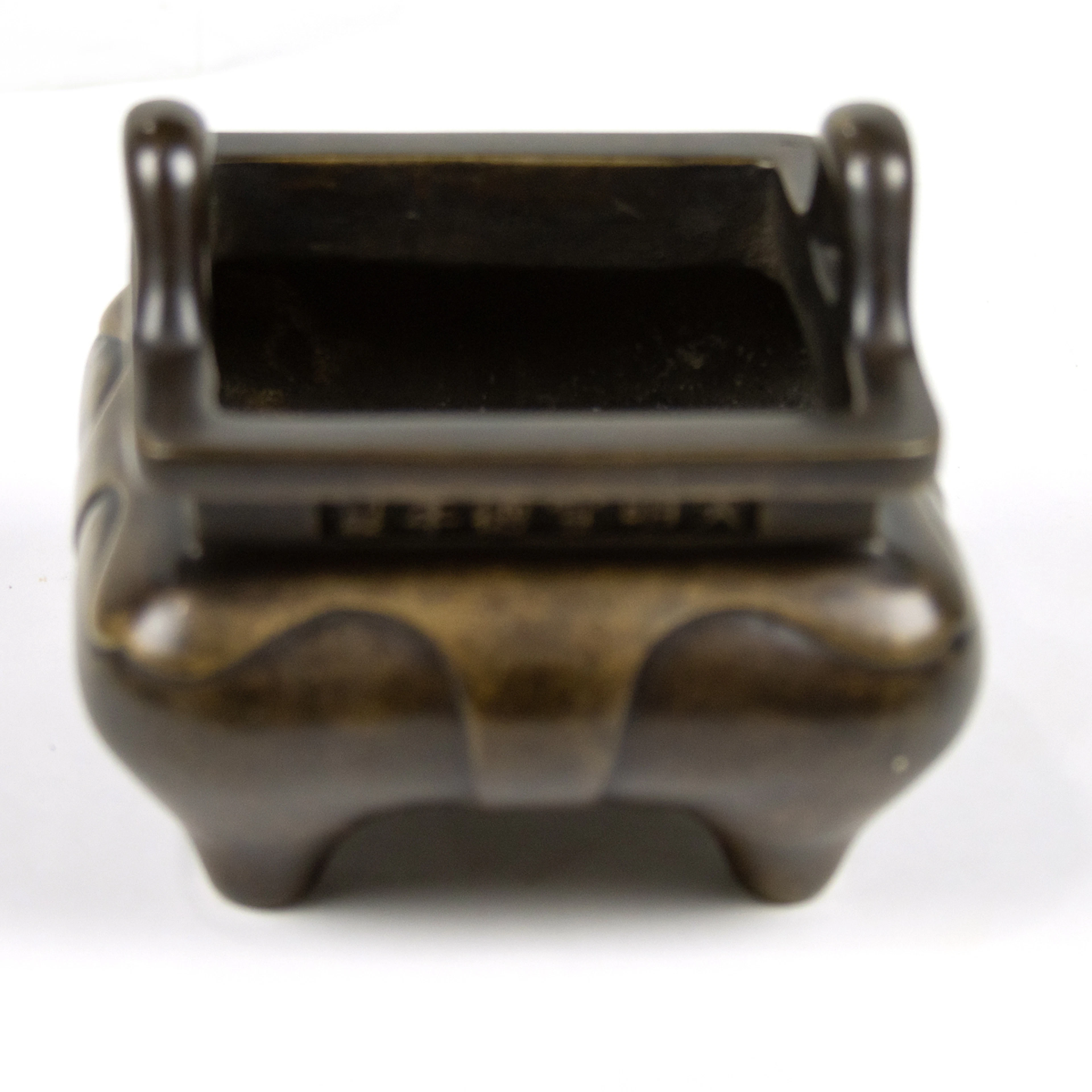 A Chinese square bronze censer