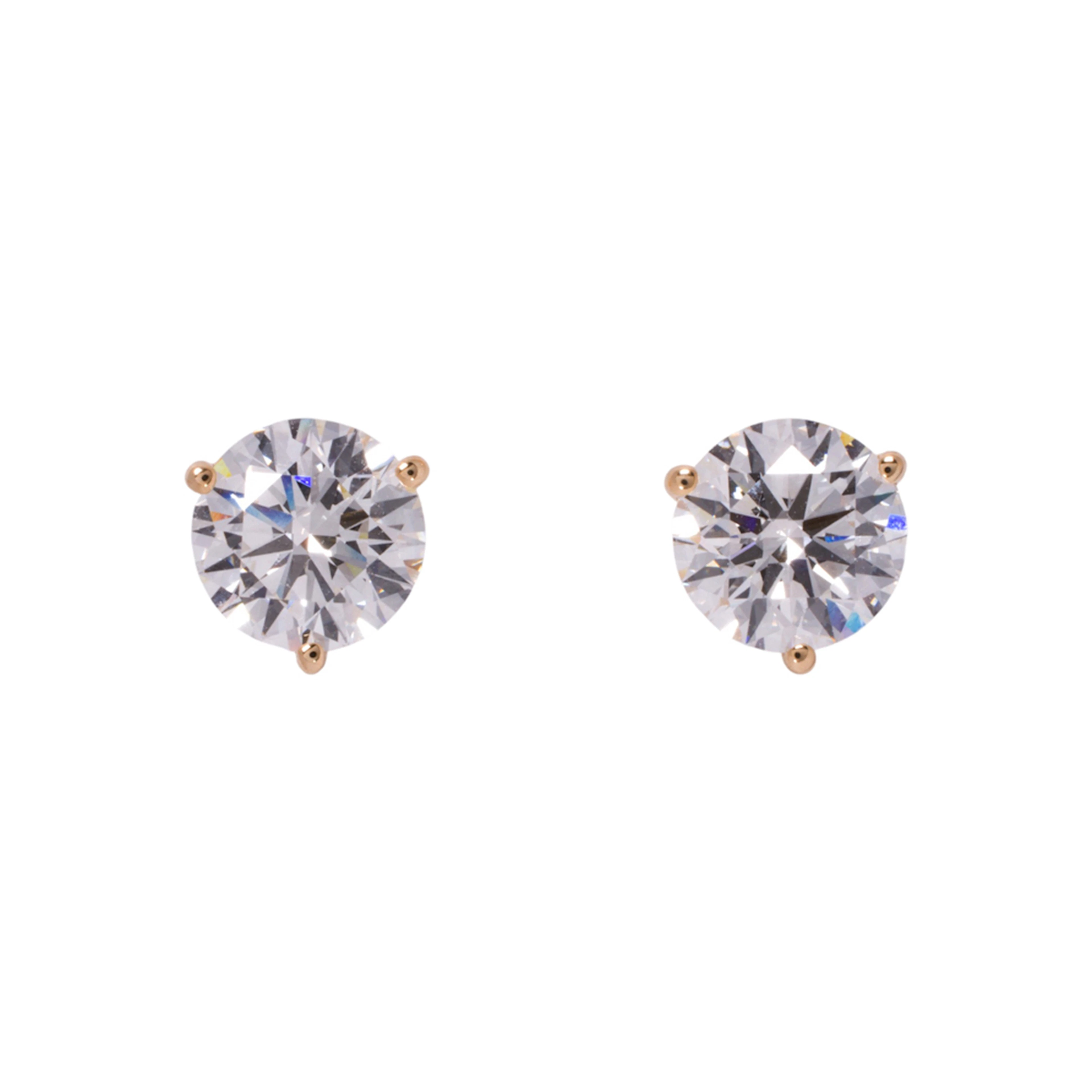 A pair of lab-grown diamond and 14k gold solitaire earrings