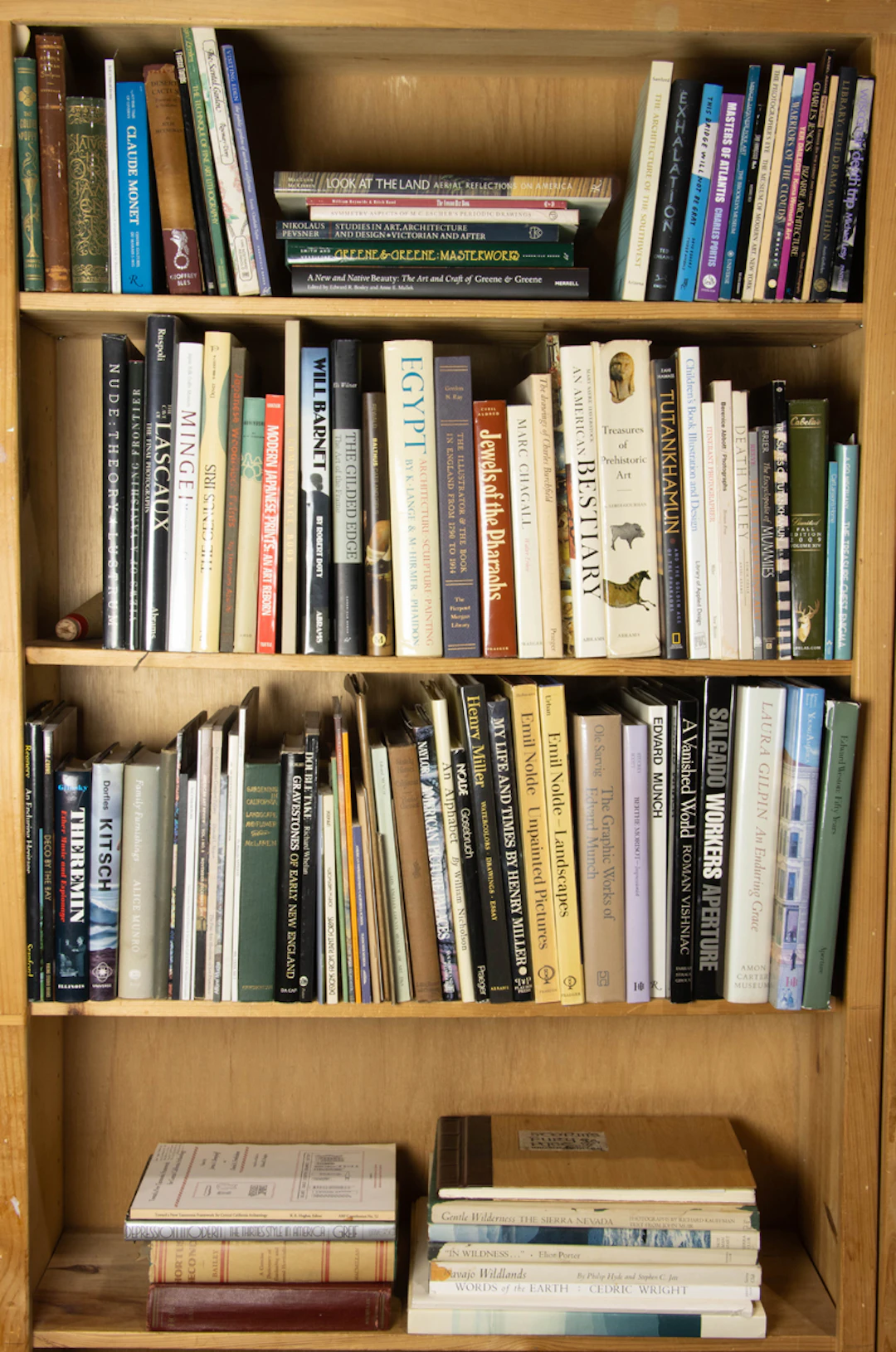An assembled group of books mainly on Western visual culture