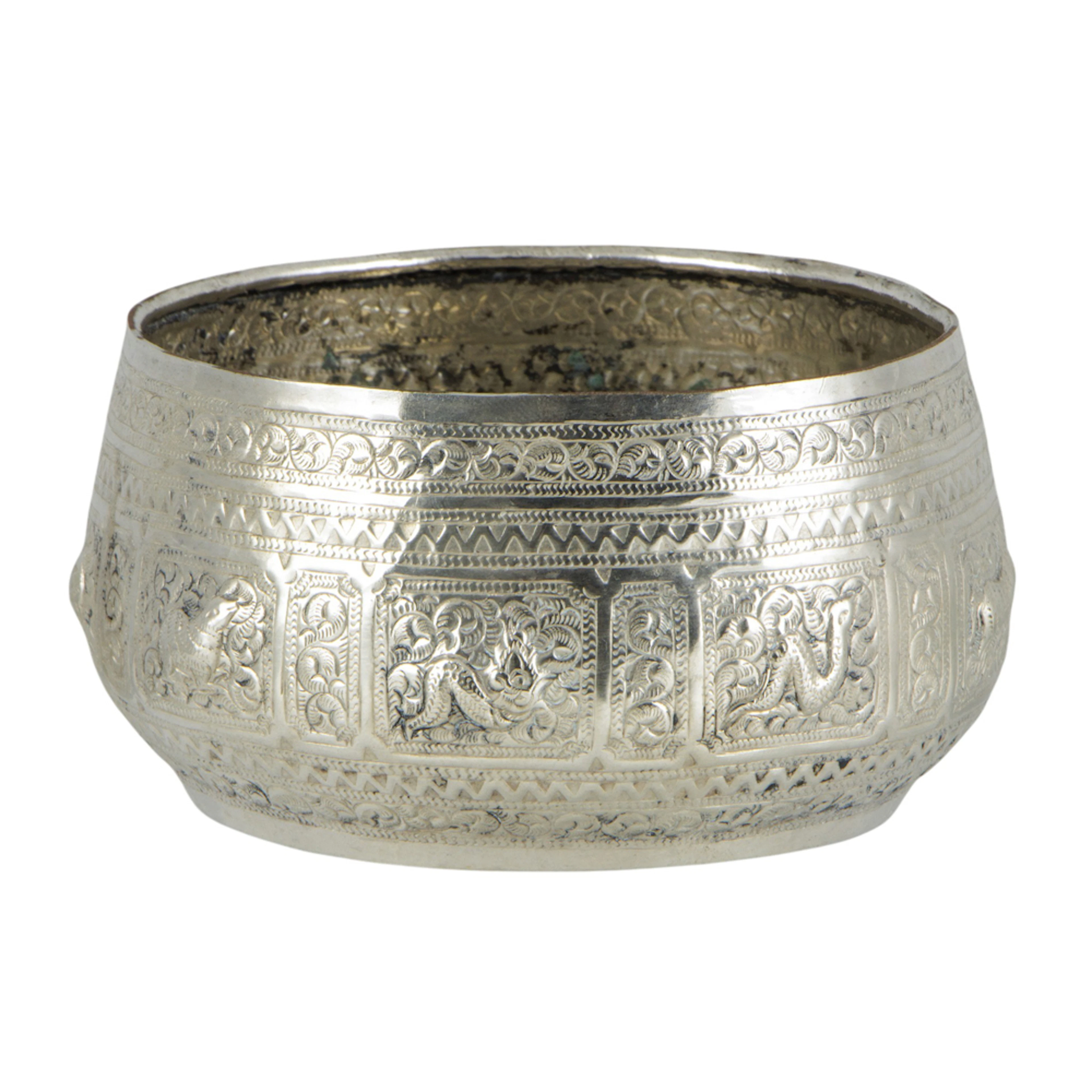 A Burmese silver bowl