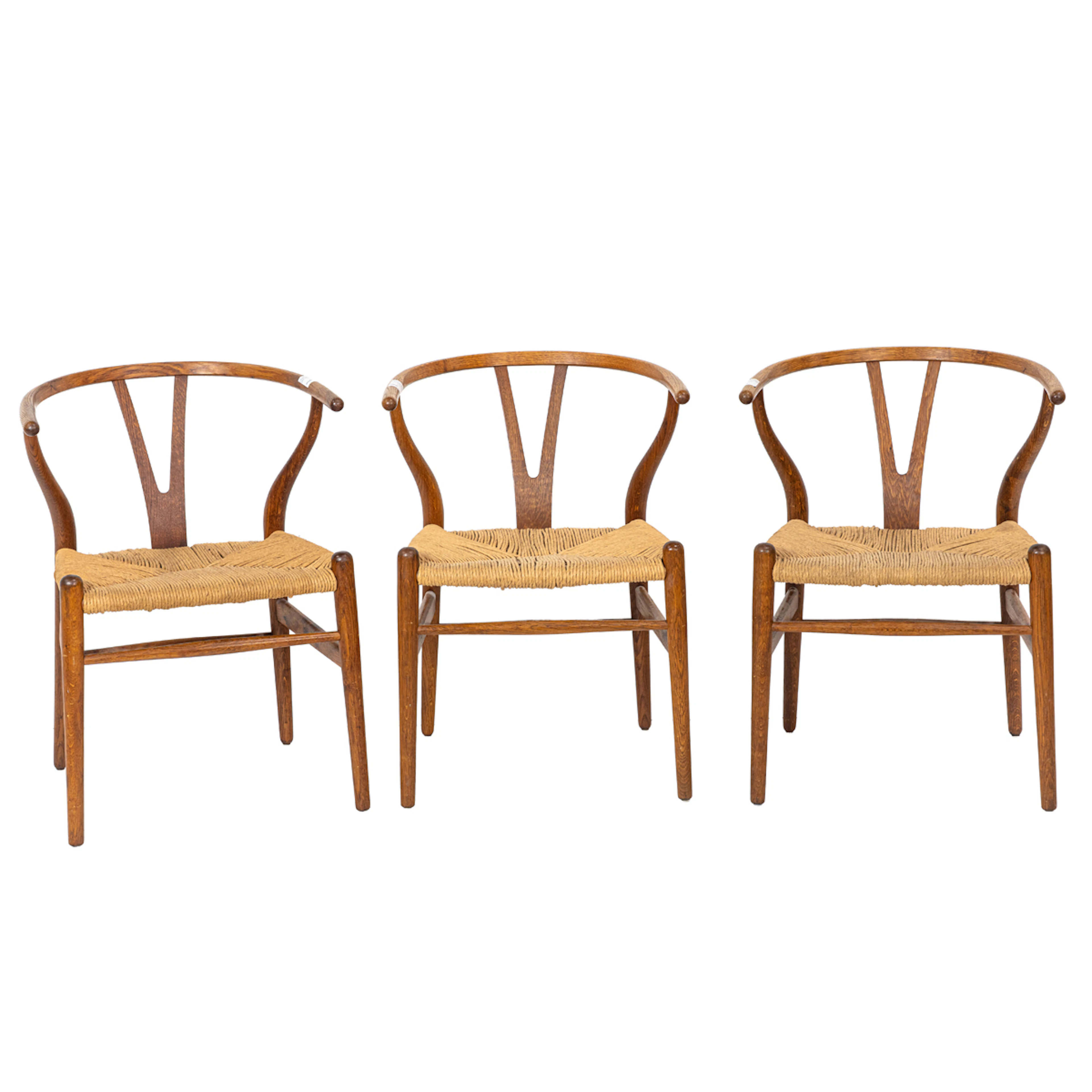 A set of three Hans Wegner attributed CH24 Wishbone chairs