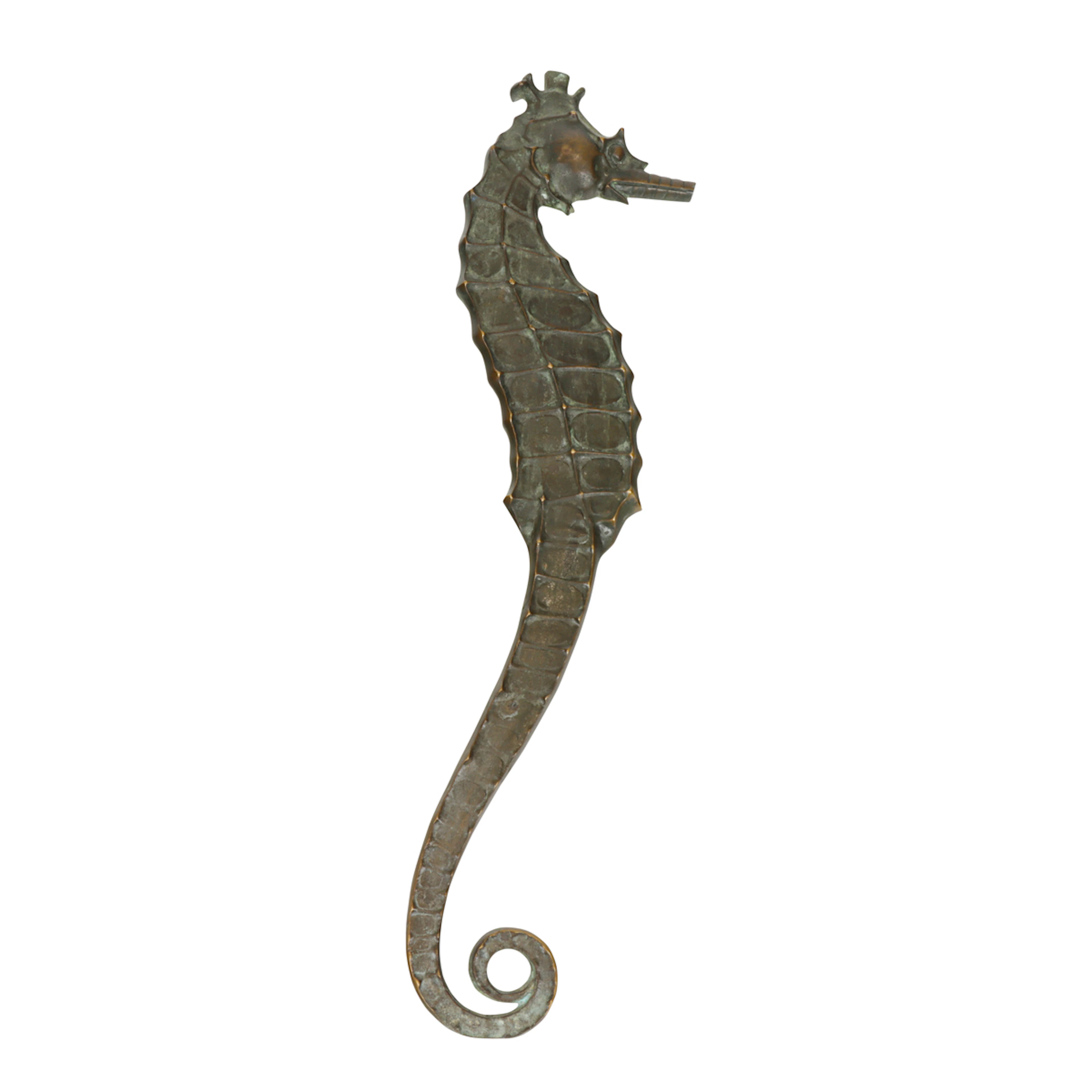 An American patinated bronze seahorse balustrade designed by Edgar