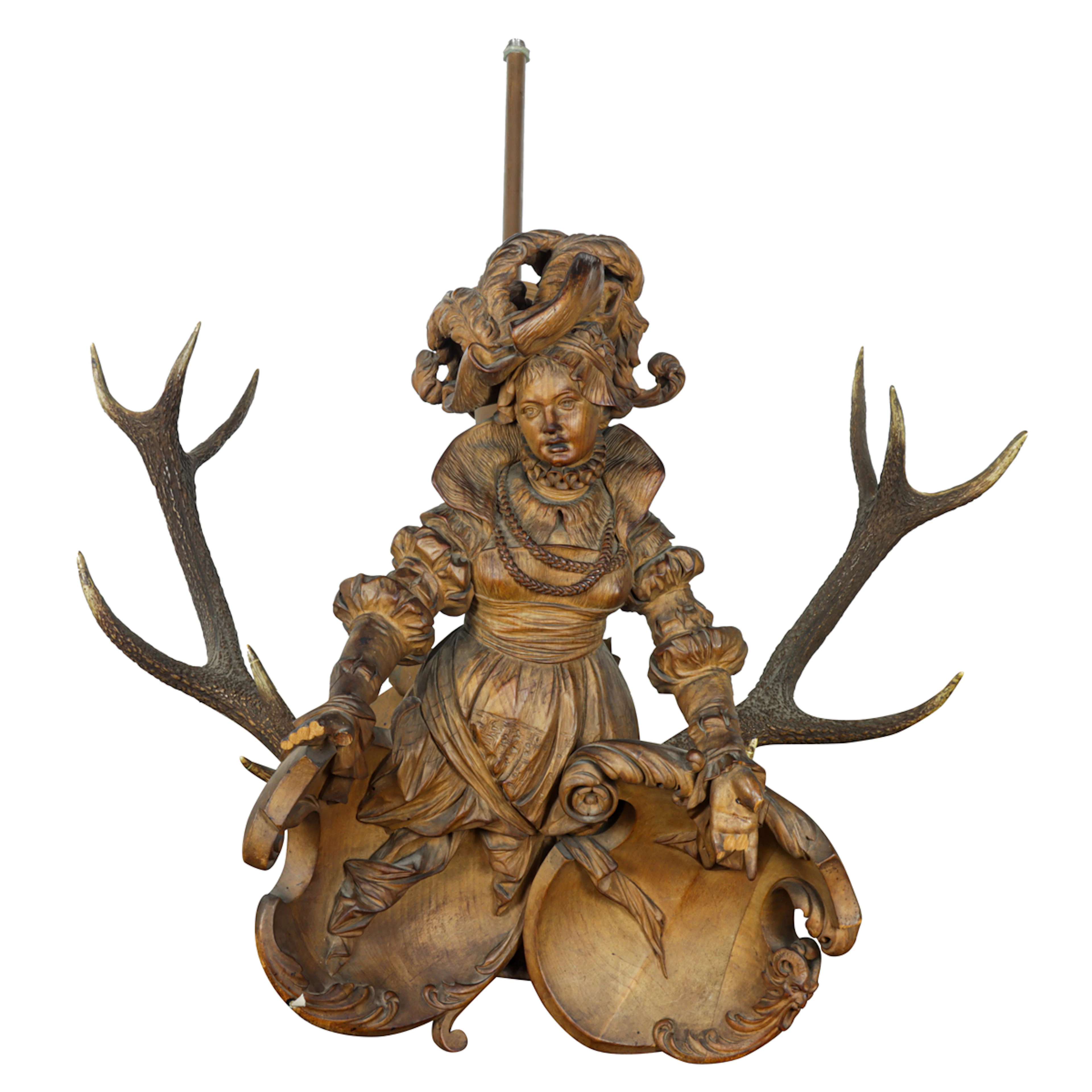 A German Black Forest Lusterweibchen chandelier, 19th centuryt