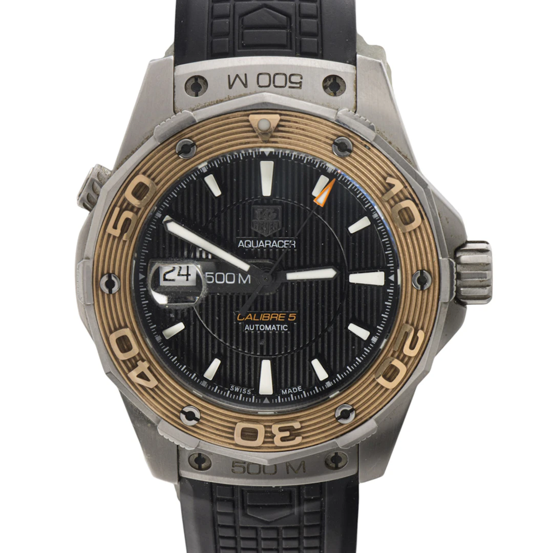 A Tag Heuer Aquaracer Calibre 5 stainless steel and 18k gold watch