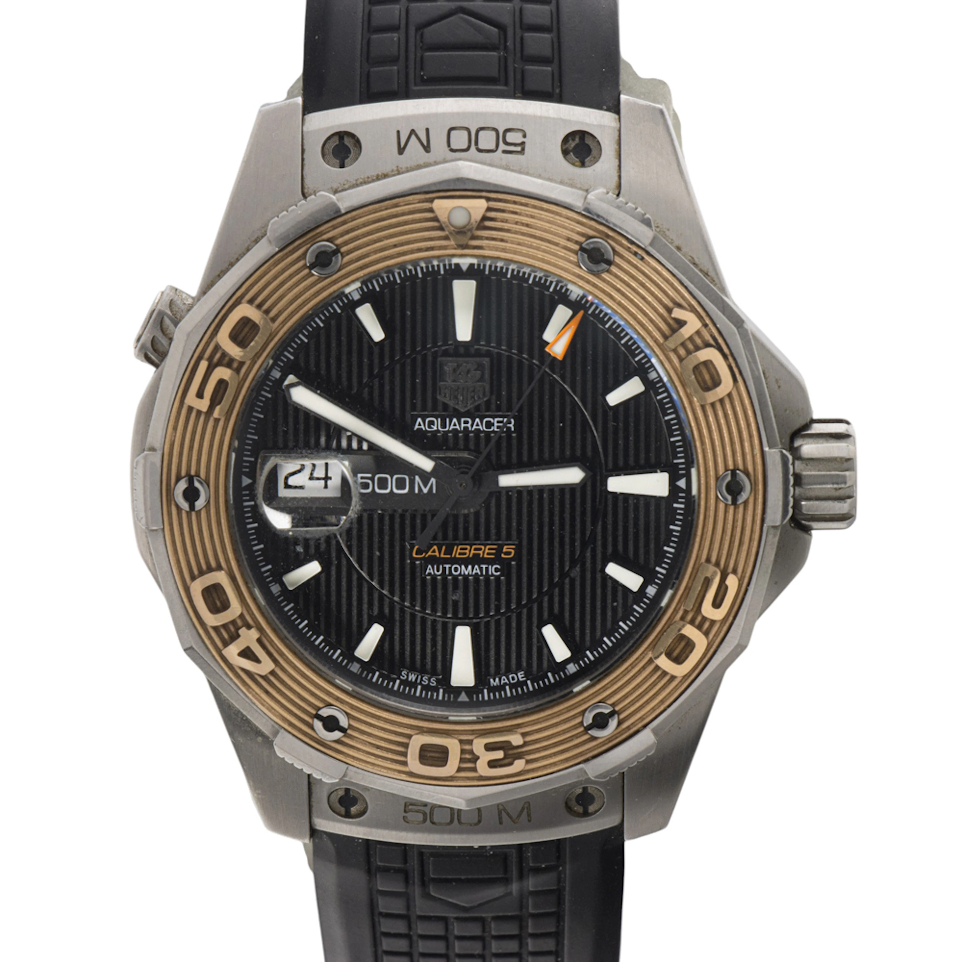 A Tag Heuer Aquaracer Calibre 5 stainless steel and 18k gold watch