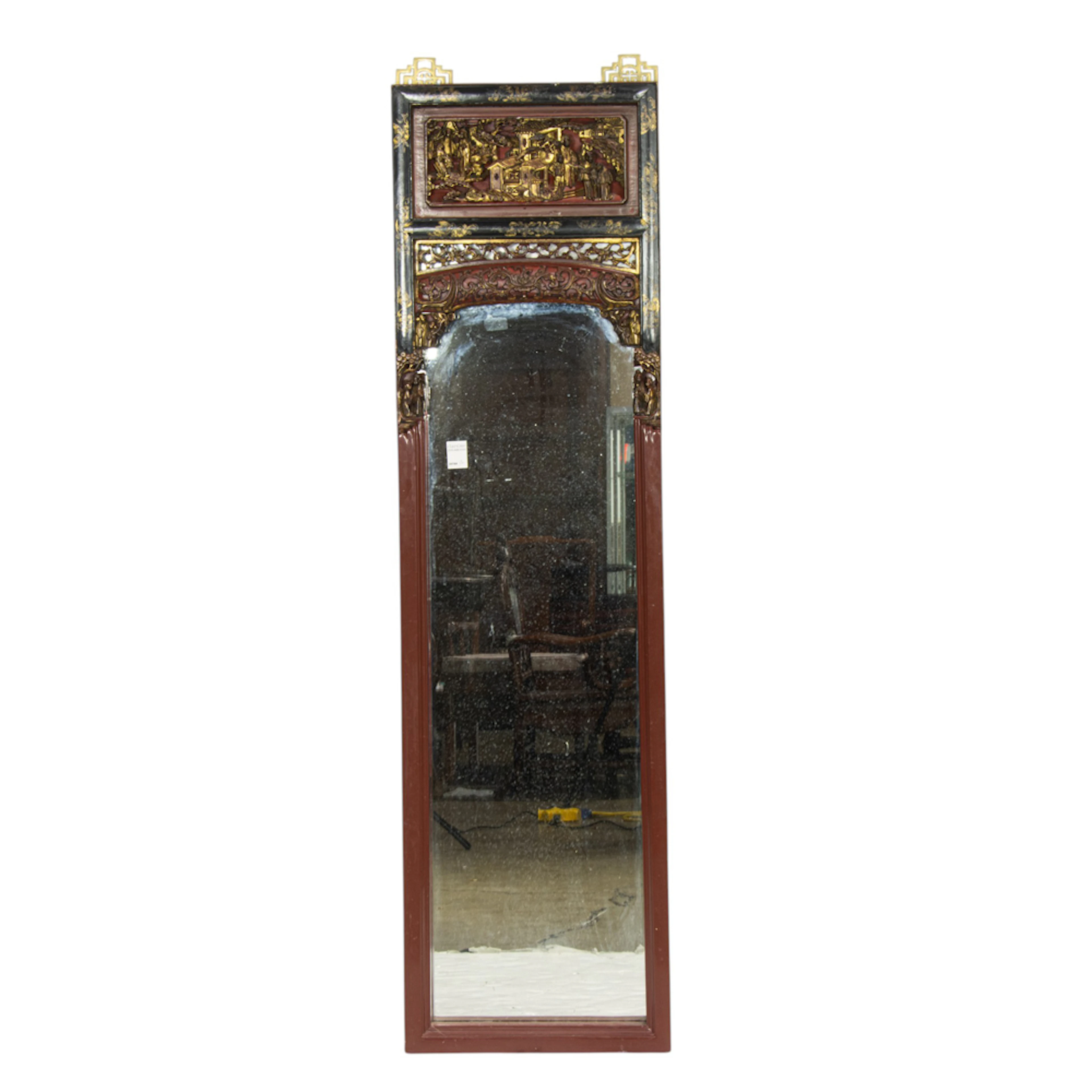 A Chinese gilt-lacquered wood mirror