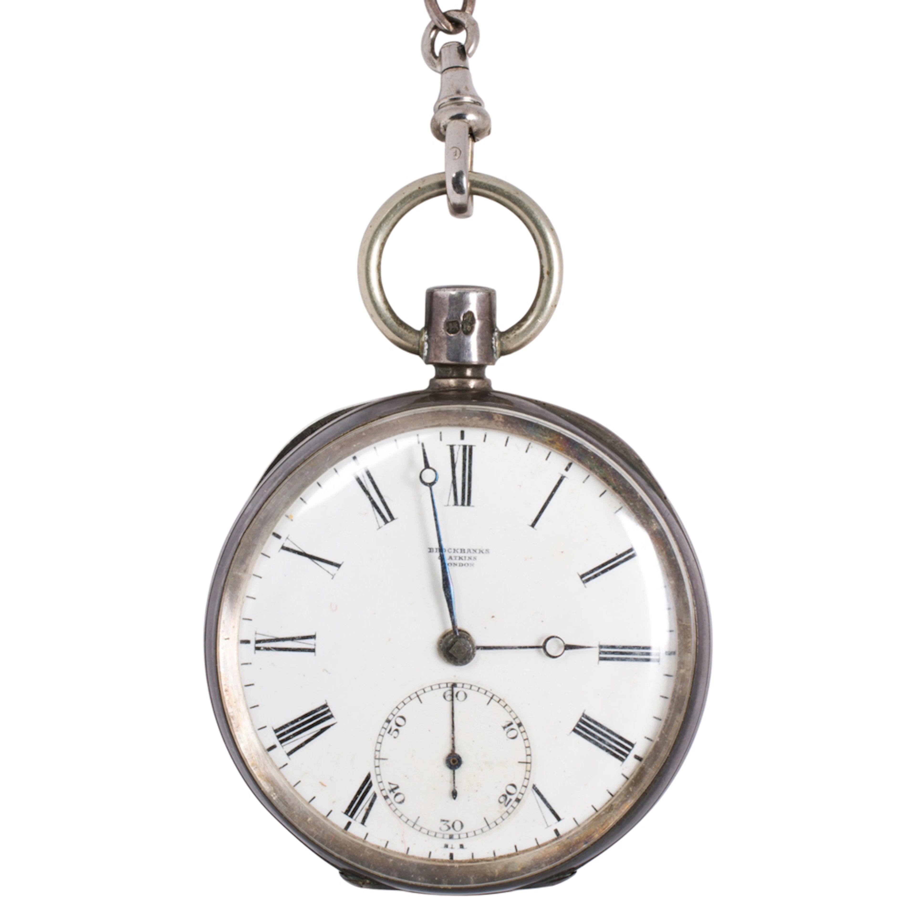 A Brockbanks & Atkins silver pocket watch and chain
